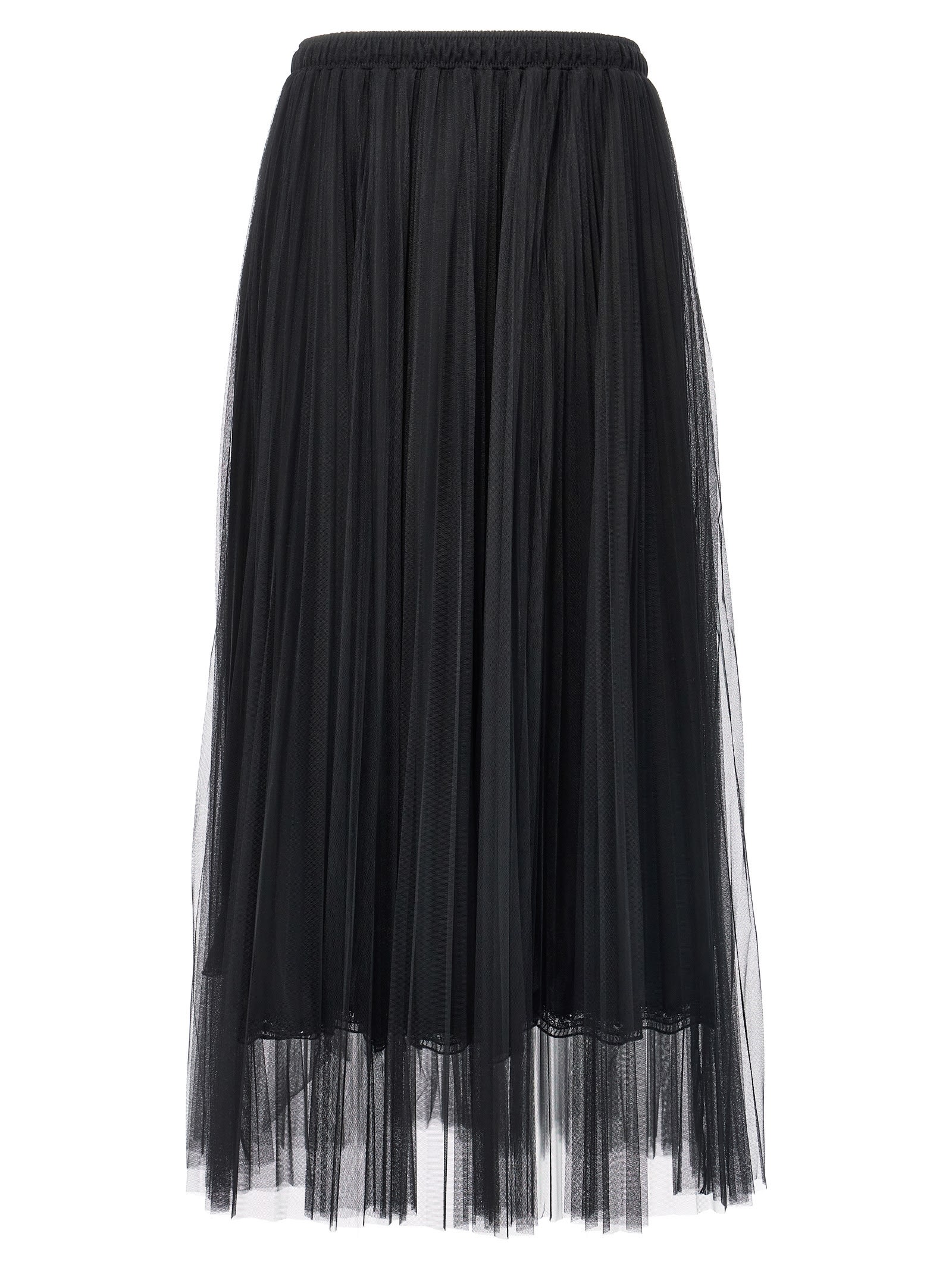 Shop Ermanno Scervino Pleated Tulle Skirt In Black