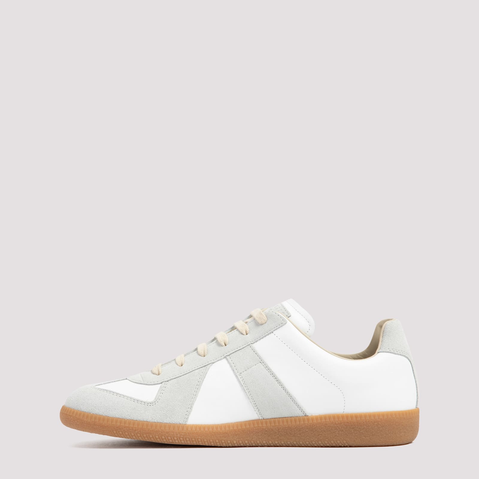 Maison Margiela White Sneakers With Smooth And Textured Accents In Multi