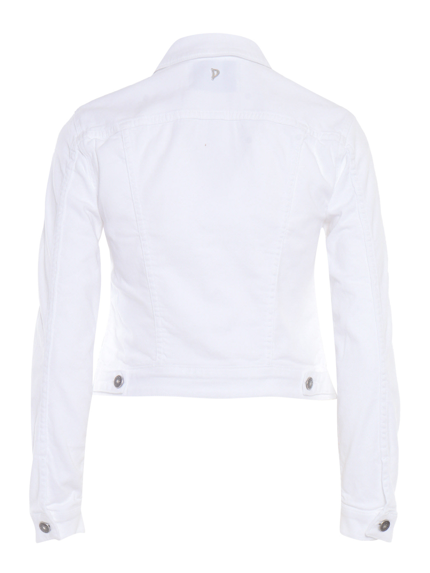 Dondup White Denim Cropped Jacket In White