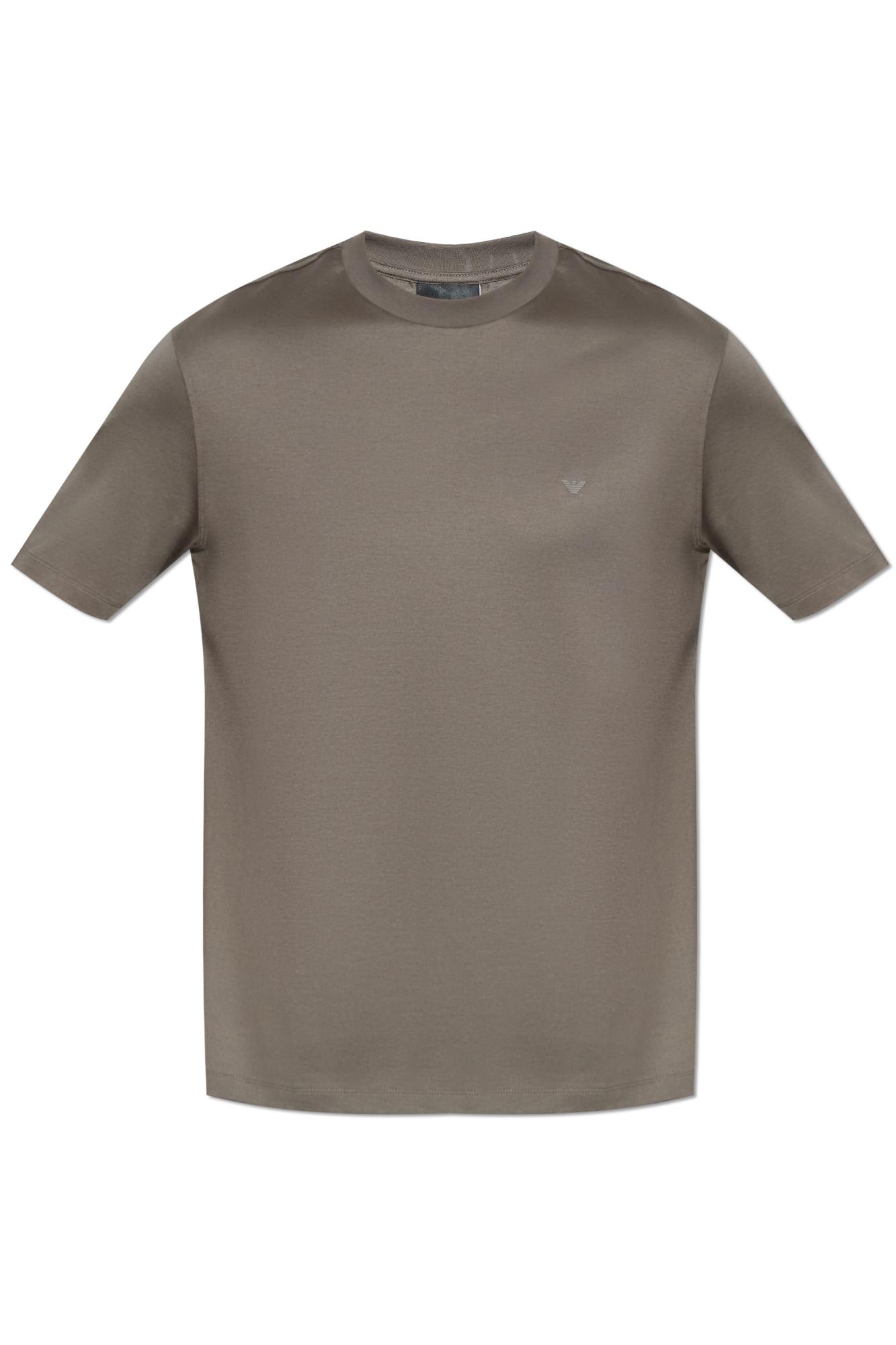 Emporio Armani Eagle-logo Crew-neck T-shirt In Gray