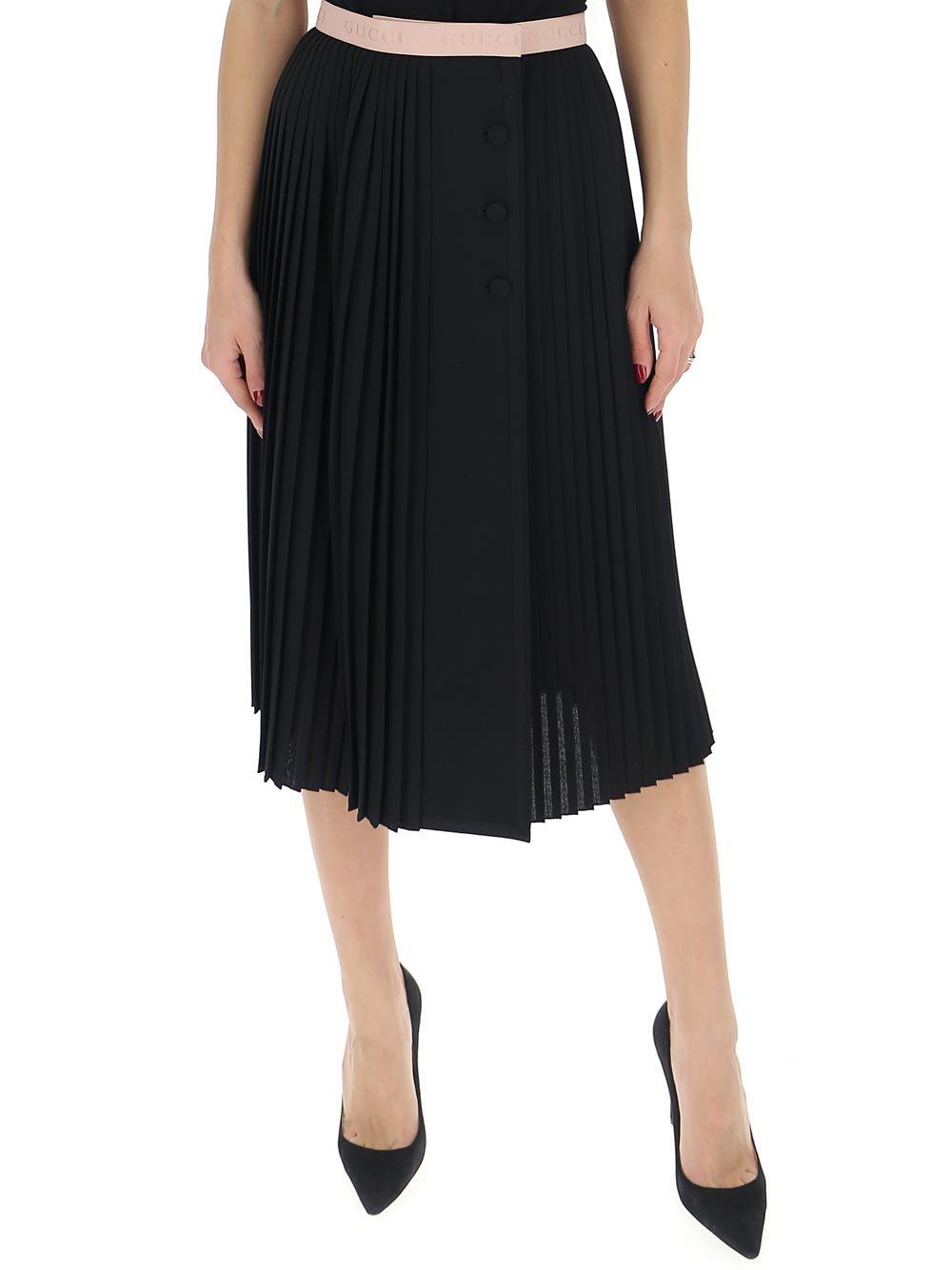 Gucci Contrasting Trim Pleated Skirt