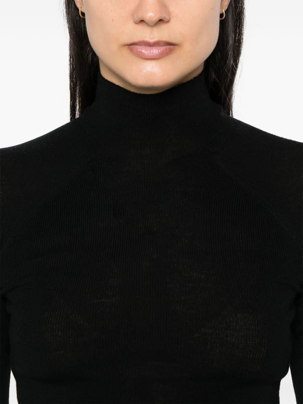 Majestic Filatures Wool And Silk Blend High-neck Sweater In Black
