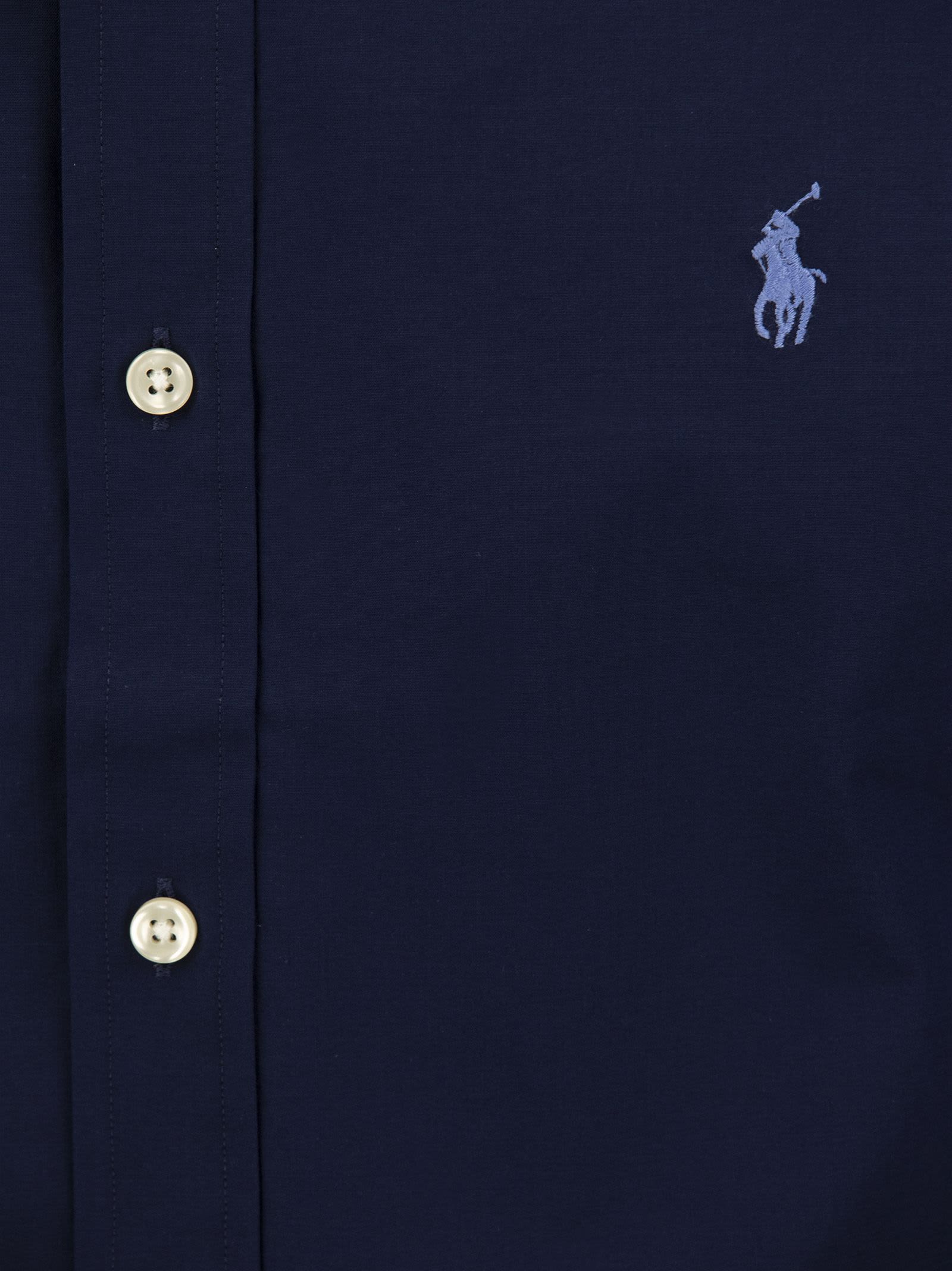 Shop Polo Ralph Lauren Stretch Poplin Shirt In Navy Blue
