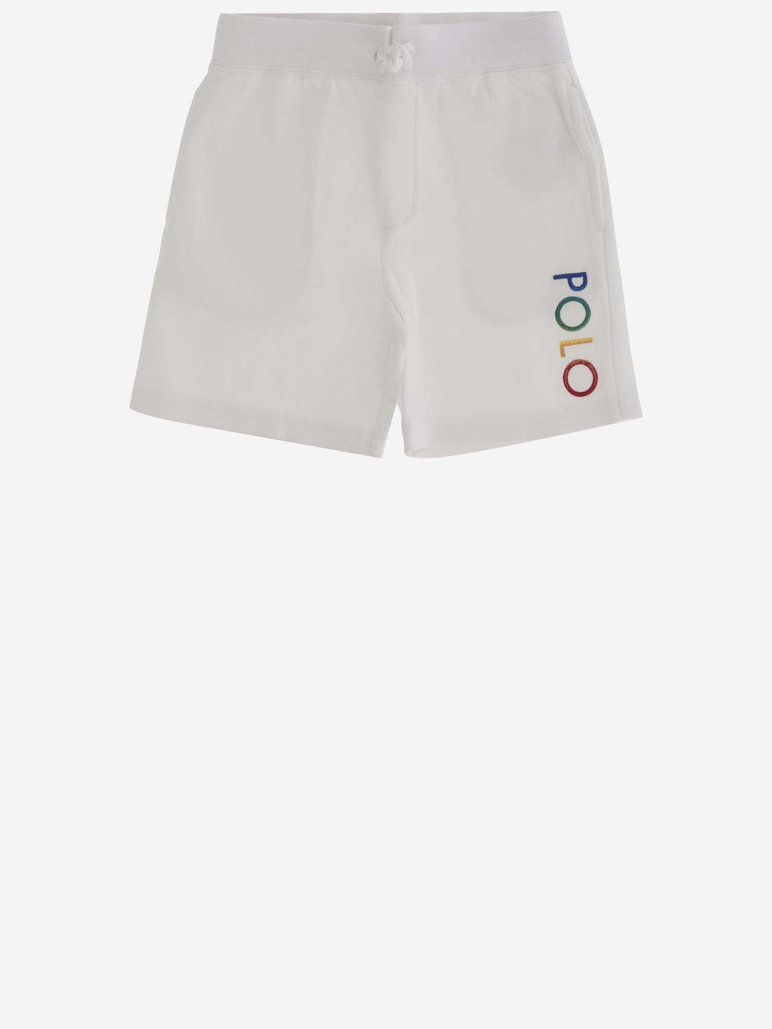 Polo Ralph Lauren Kids' Cotton Blend Logo Short Pants In White
