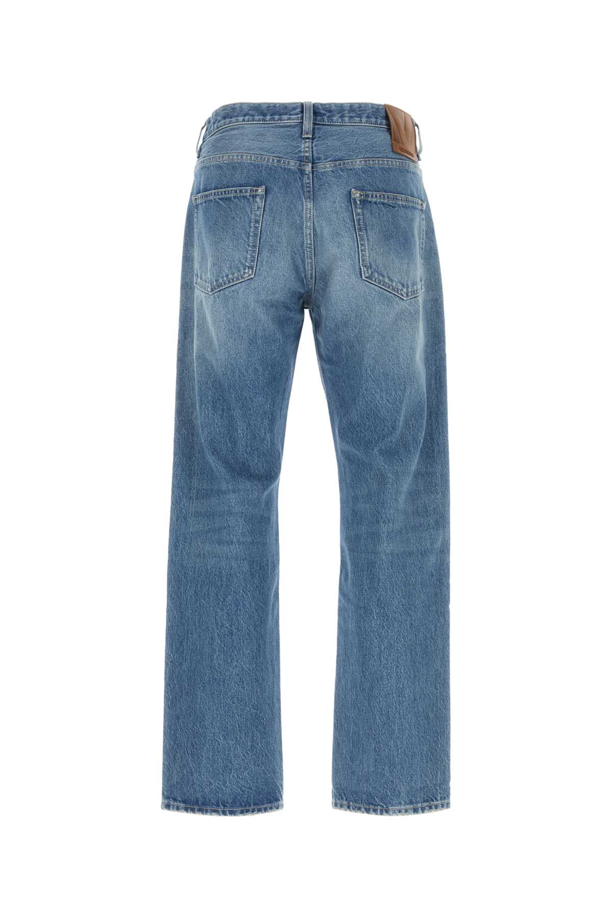 Valentino Rockstud Cotton Denim Jeans In Mediumbluedenim