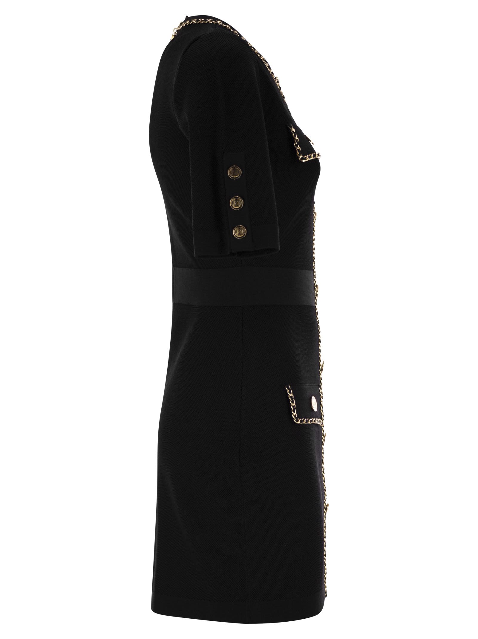 Shop Elisabetta Franchi Viscose Minidress With Chain In Black