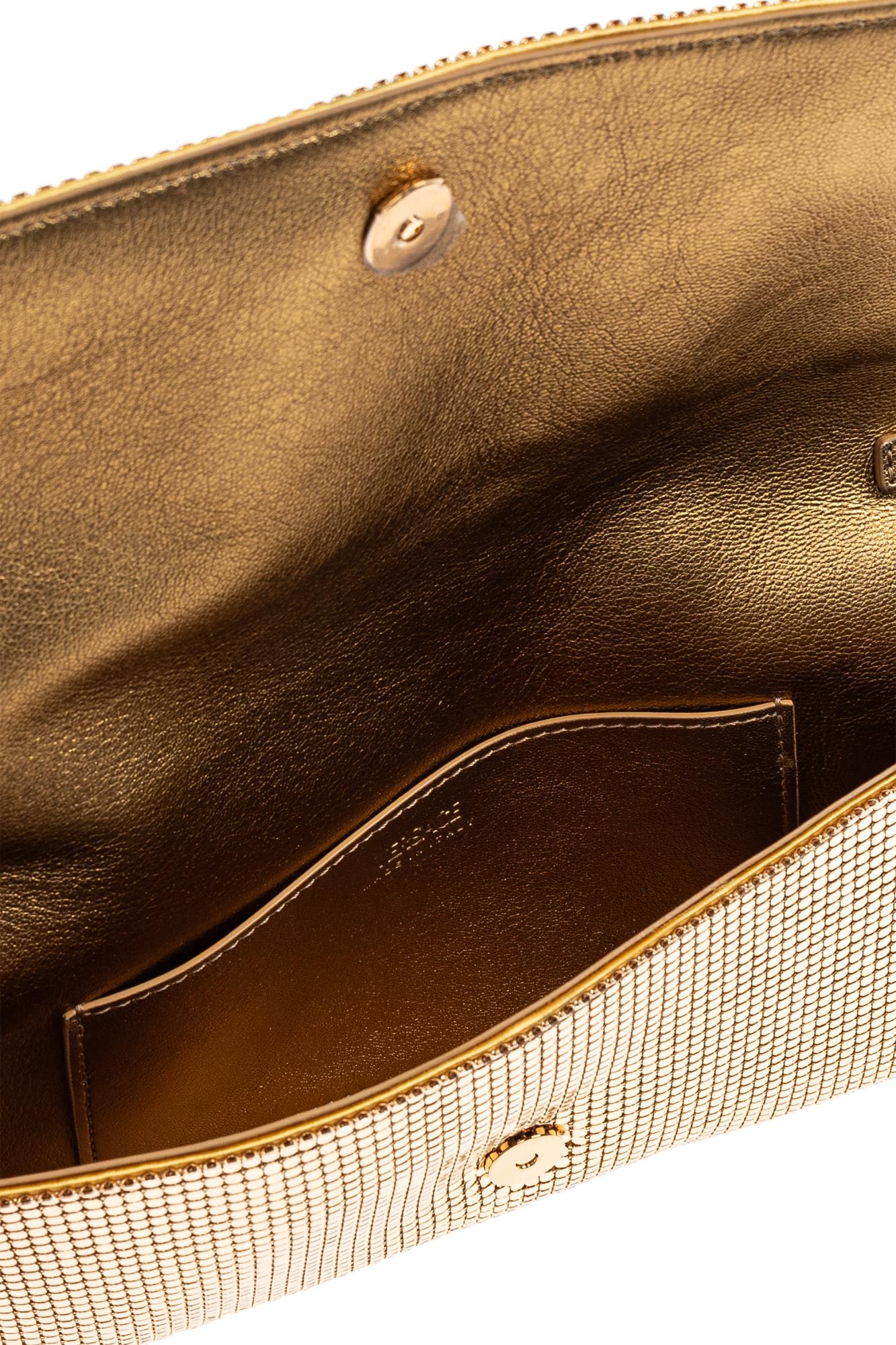 Versace Clutch With Shimmering Crystals In Gold