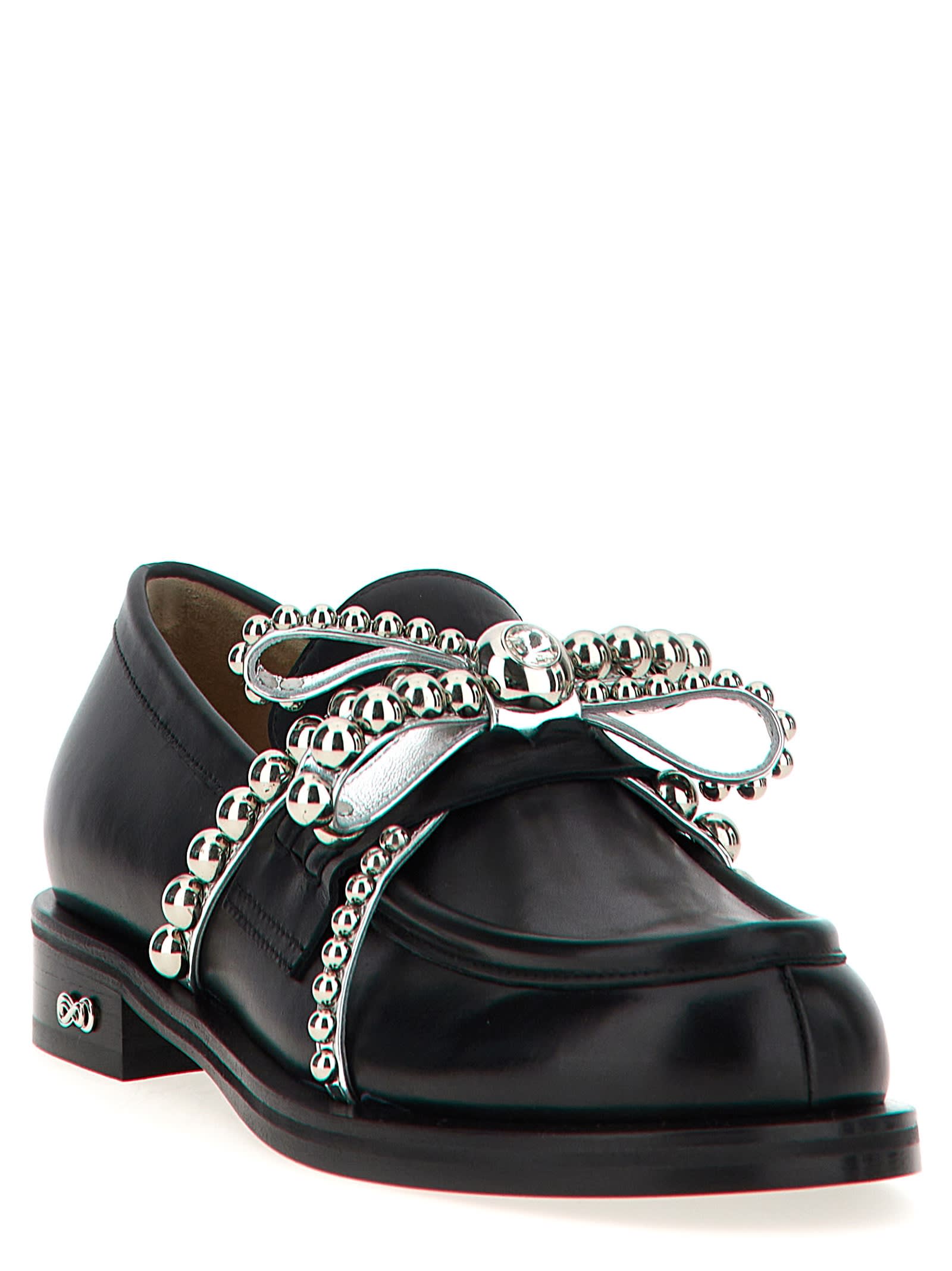 Shop Mach &amp; Mach Crystal Studs Loafers In Black