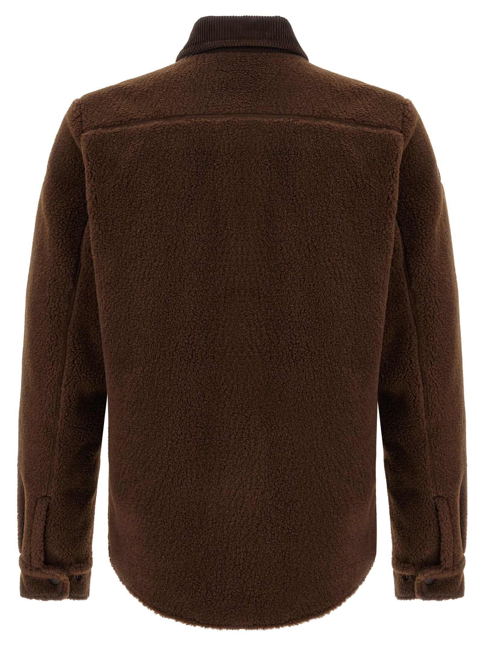 Moncler Cozy Jacket With Chest Pockets And Corduroy Collar In Brown