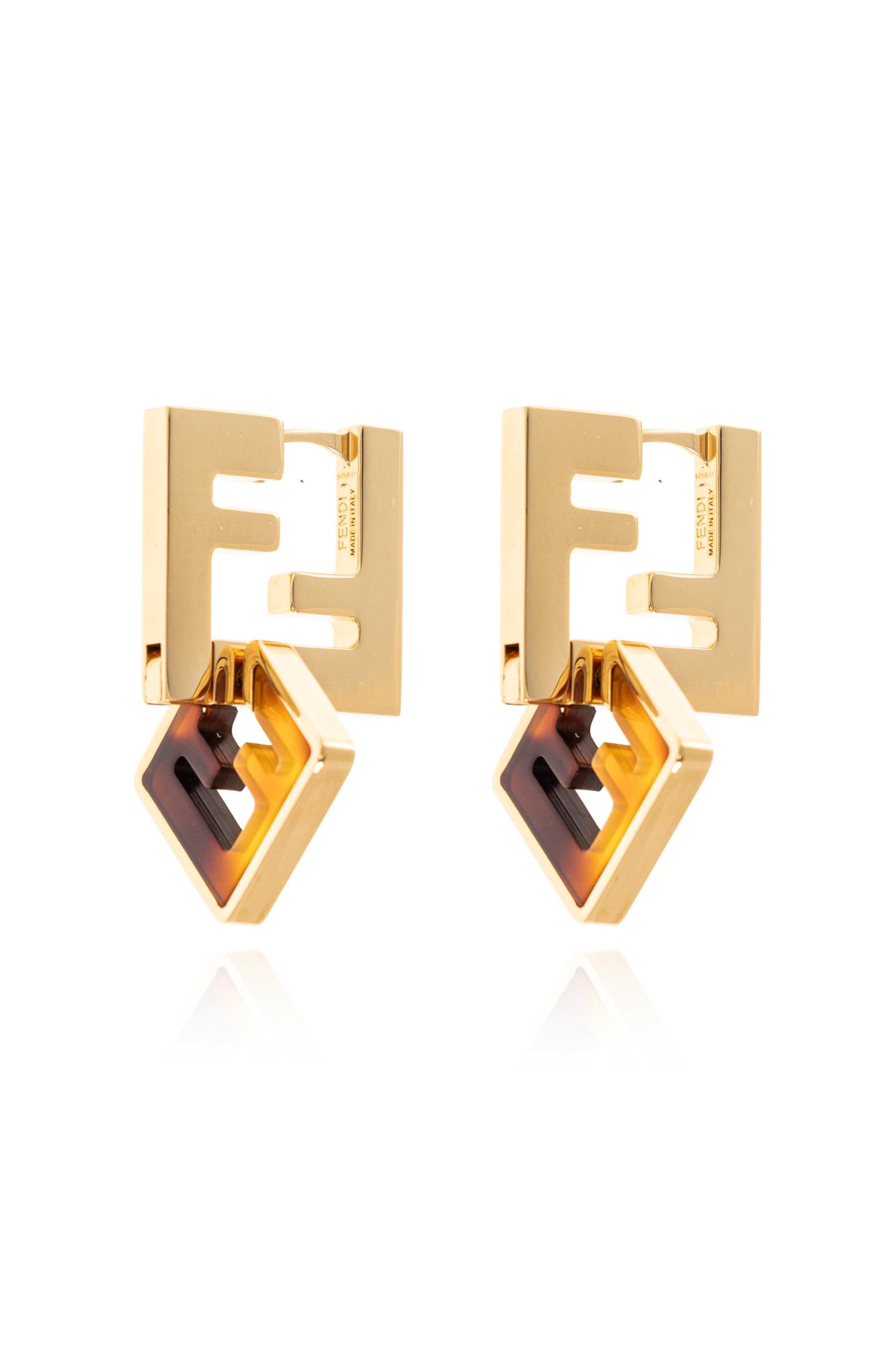 Fendi Printed Plexiglass And Metal Forever Earrings In Orosofttartaruga