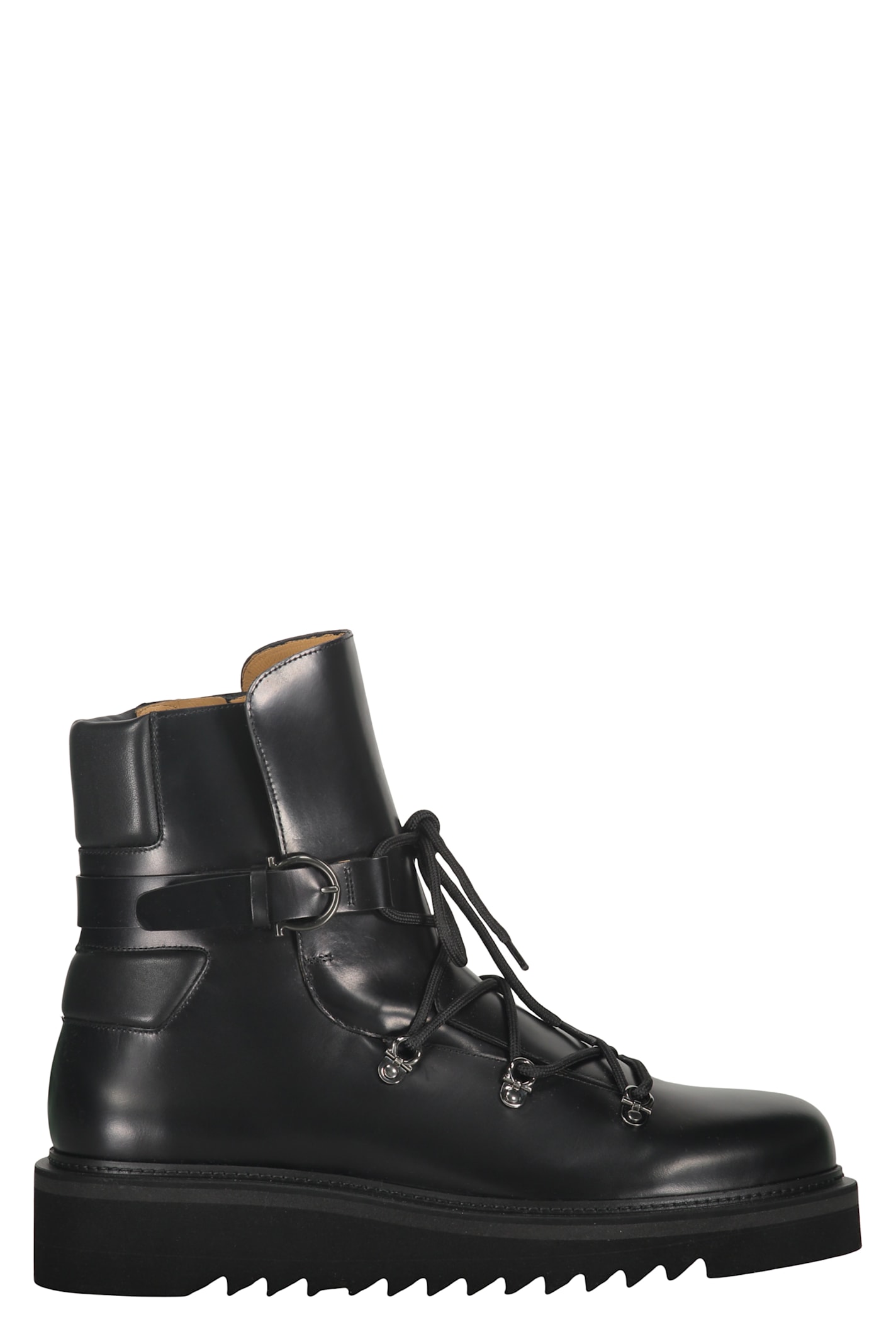Ferragamo Leather Lace-up Boots In Black