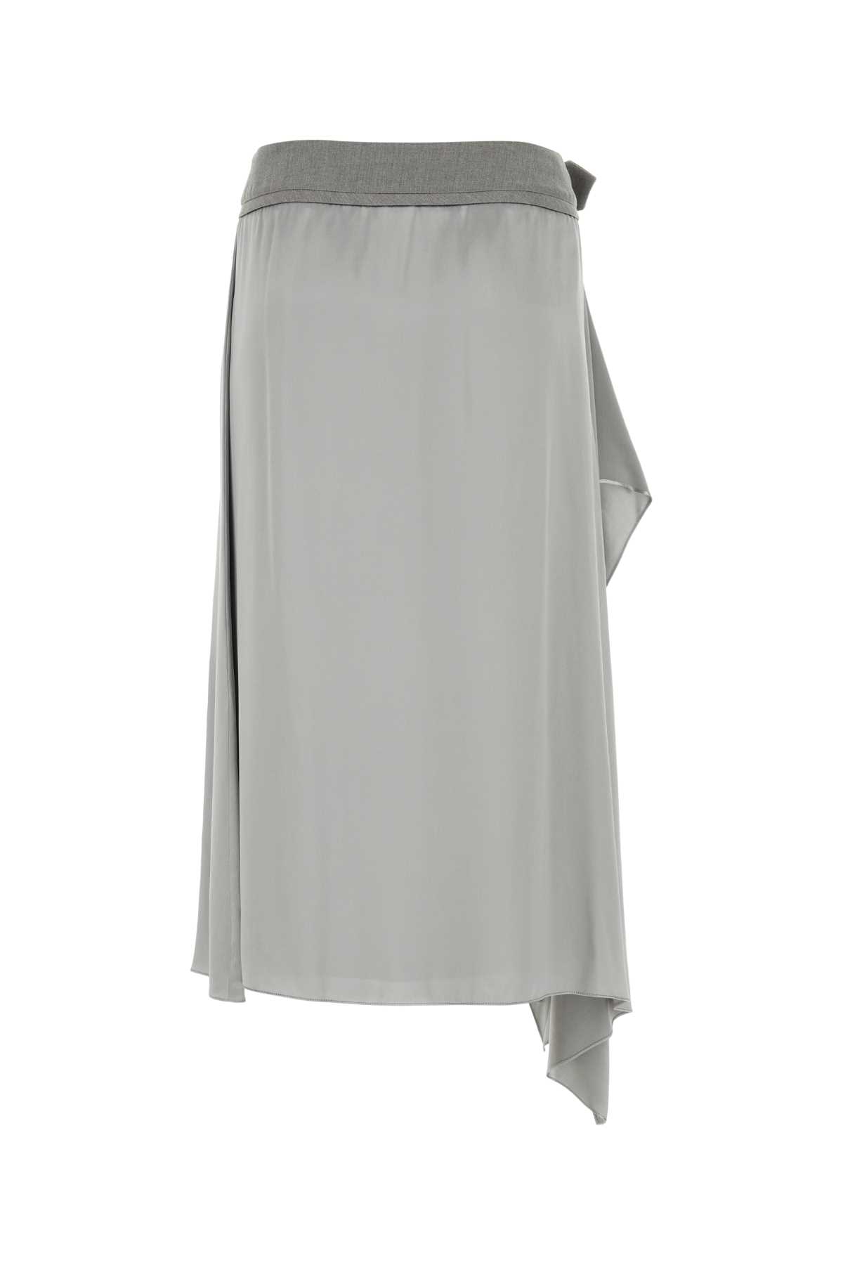 Shop Fendi Grey Satin Skirt