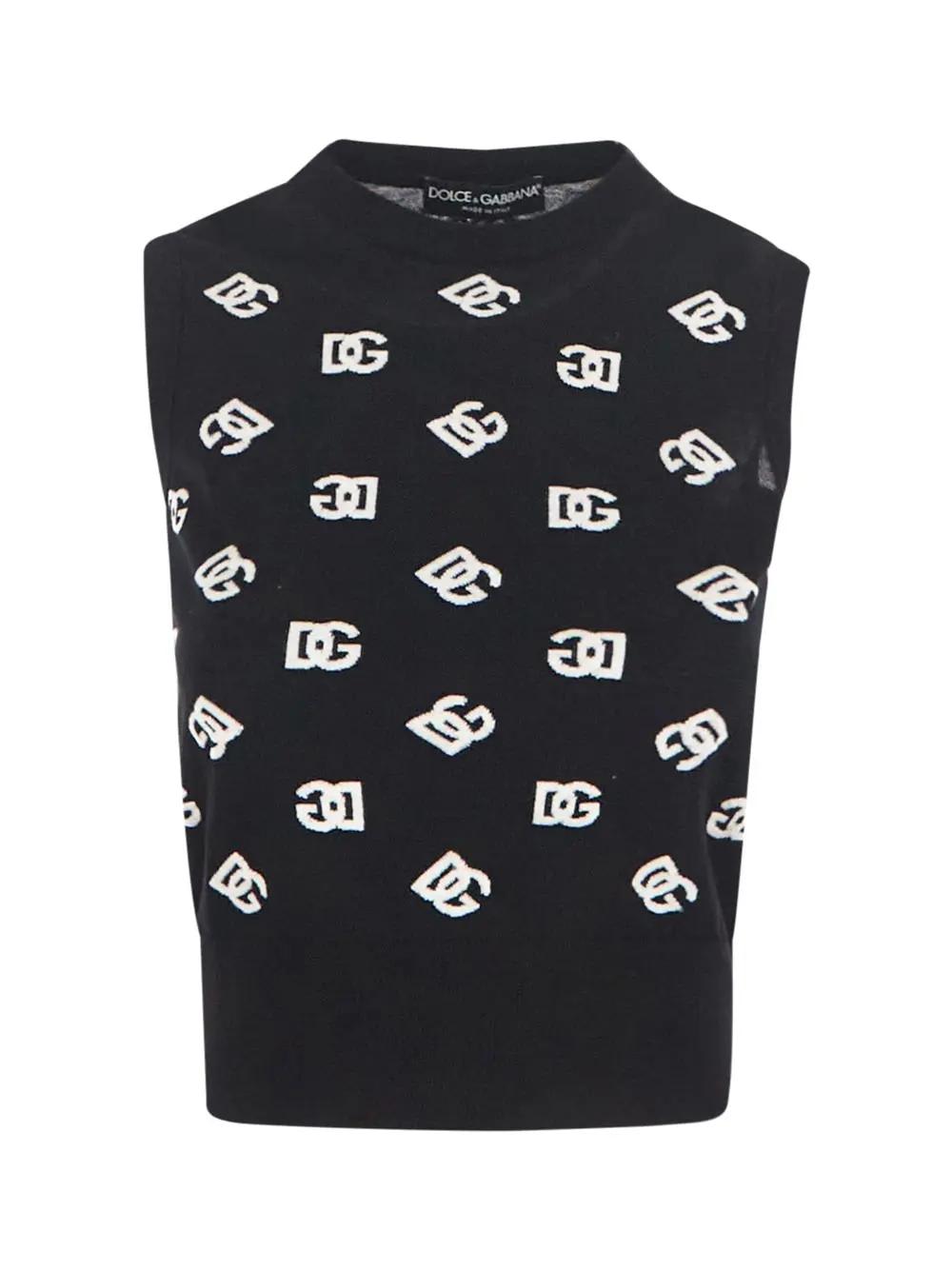 DOLCE & GABBANA LOGO JACQUARD KNIT TOP