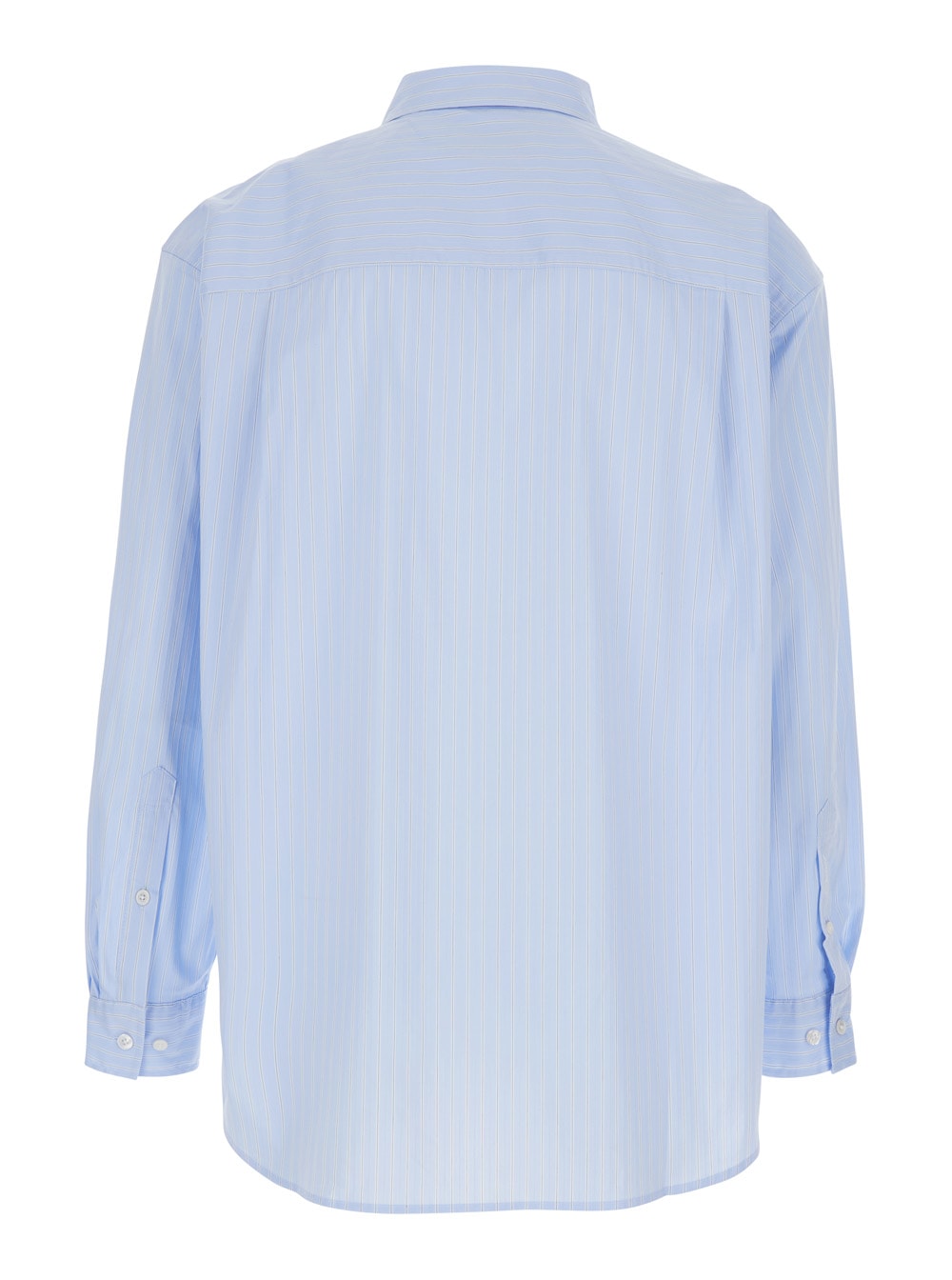 Dunst Light Blue Shirt With Patch Pocket On The Front And Embroidered Logo In Cotton Poplin Man In Light Blue