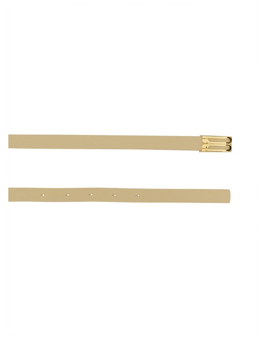 Victoria Beckham Geometric Buckle Belt In Ivory