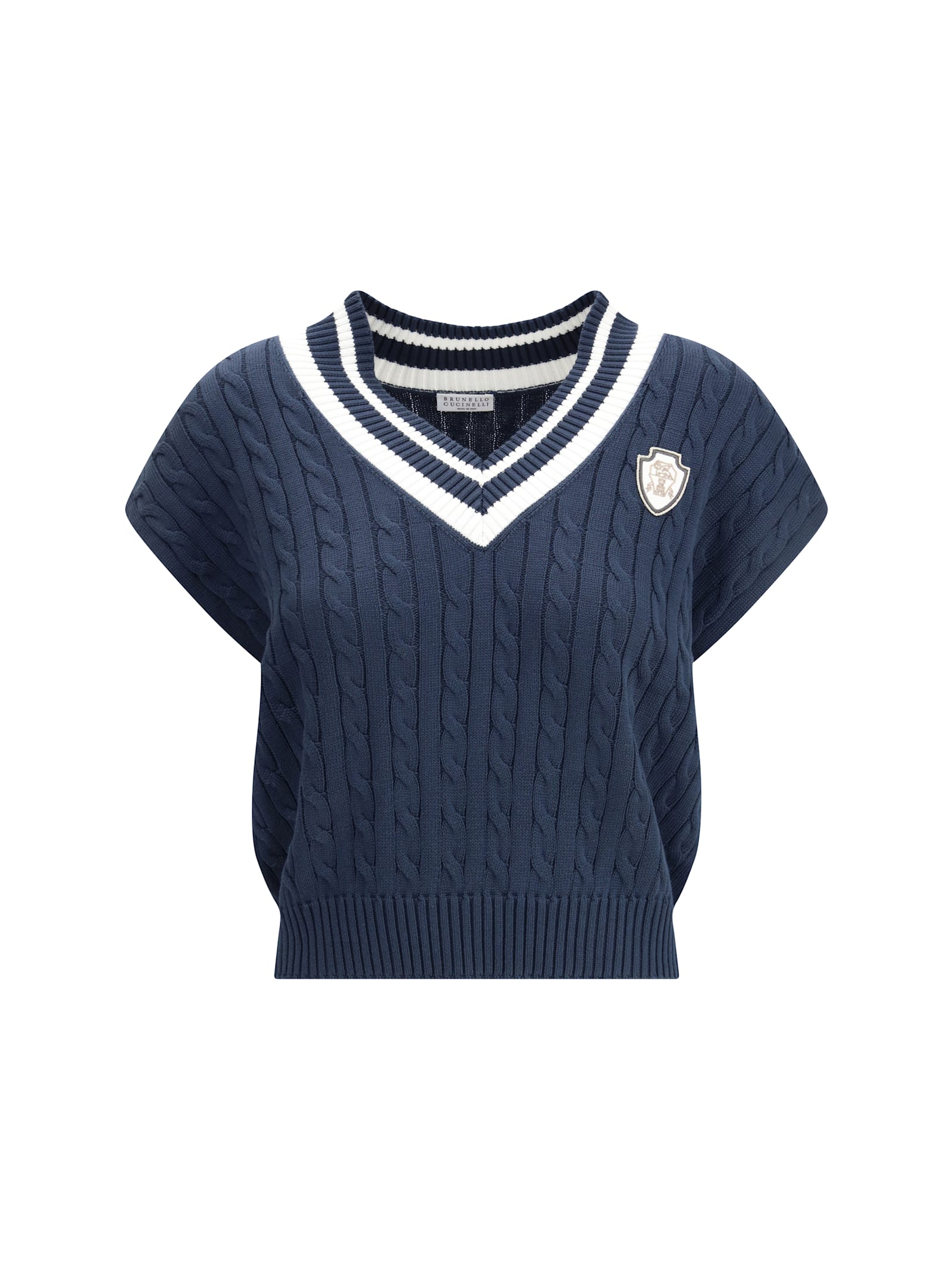 Brunello Cucinelli Aran-patterned Vest In Blue