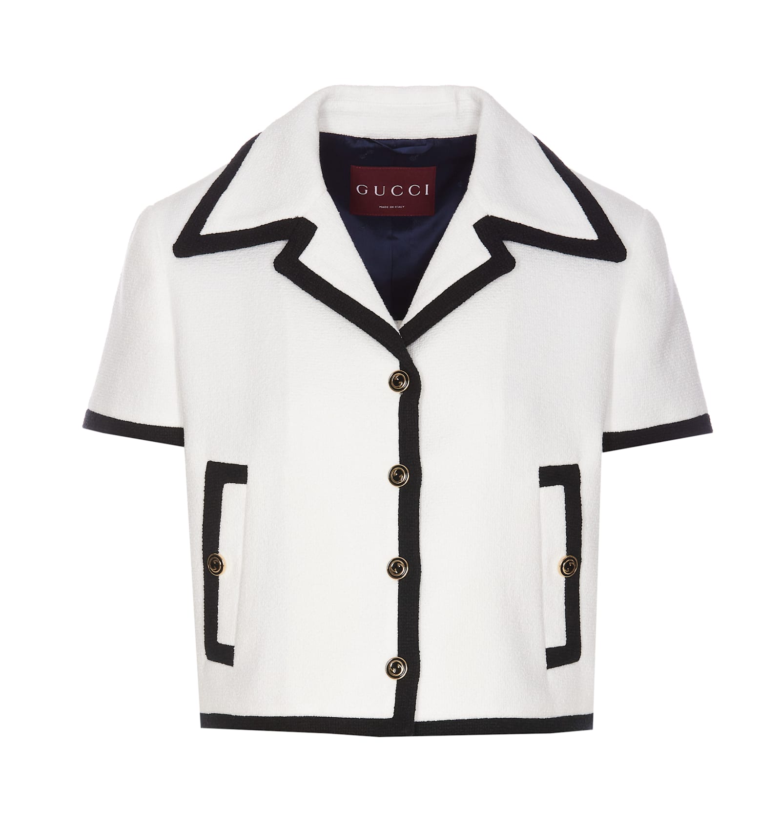 Shop Gucci Tweed Short Sleeves Jacket In White