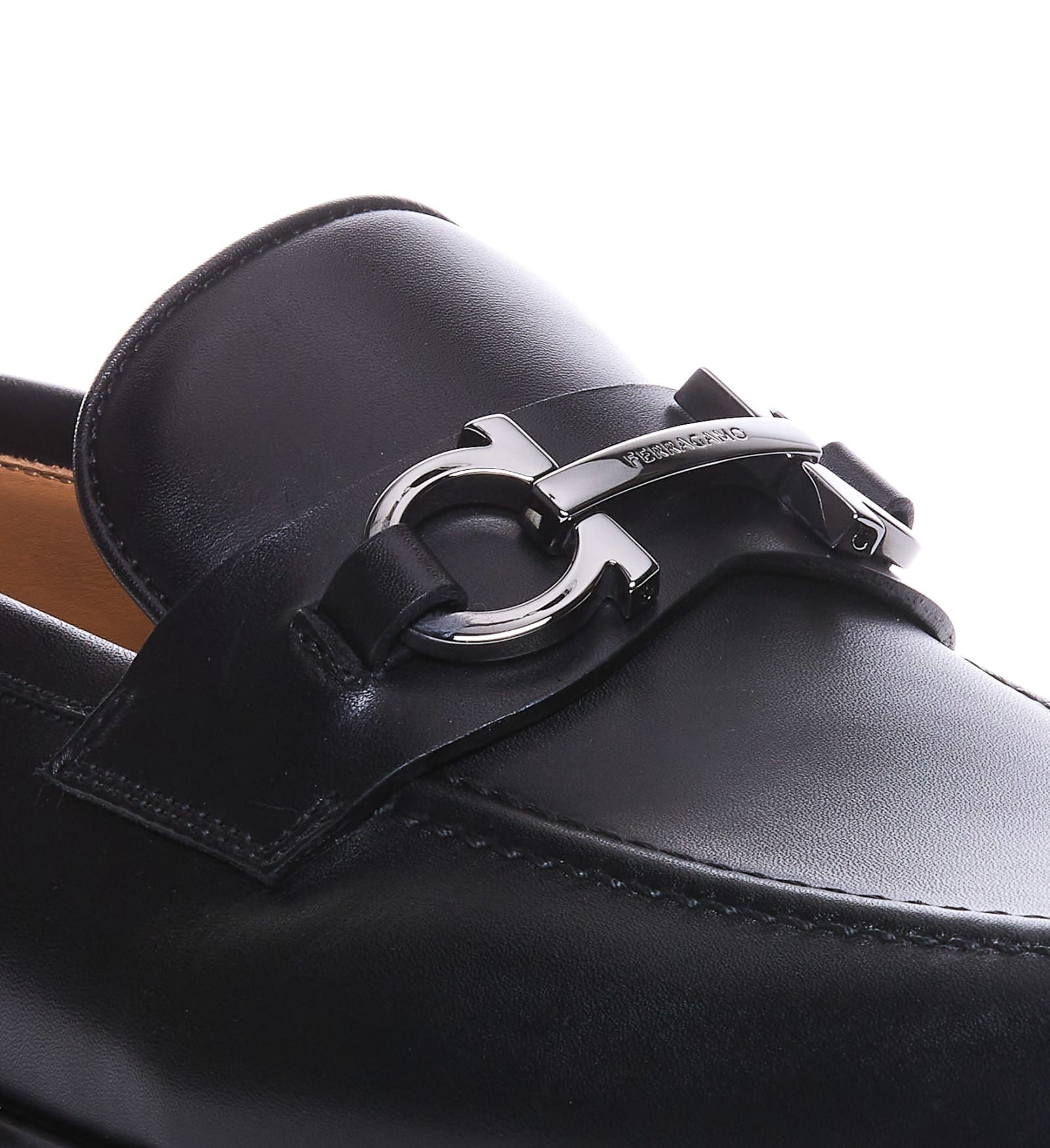 Shop Ferragamo Foster Loafers With Gancini Logo In Black