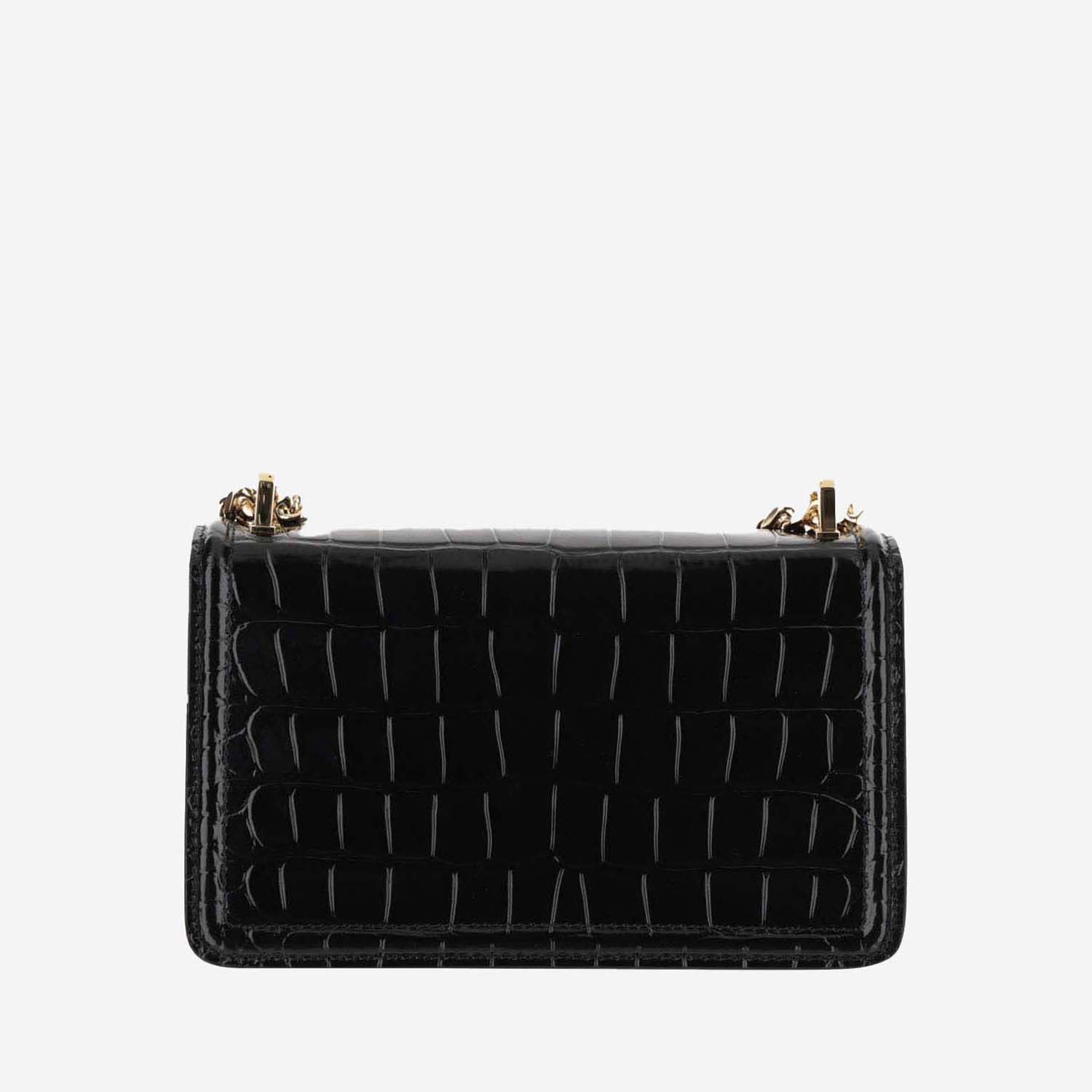 Shop Burberry Tb Mini Embossed Leather Bag With Chain Strap In Black