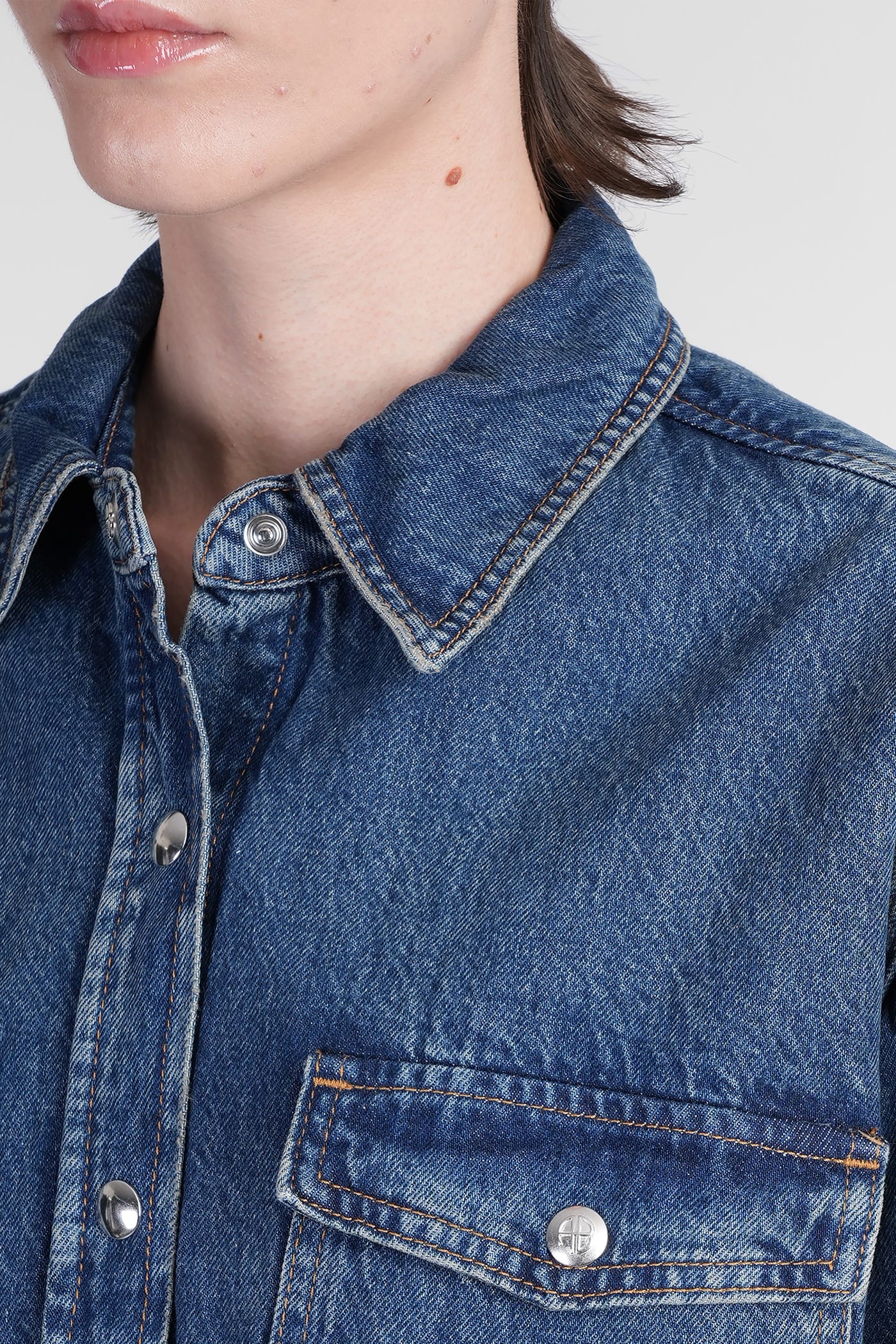 Shop Anine Bing Paxton Shirt In Blue Cotton