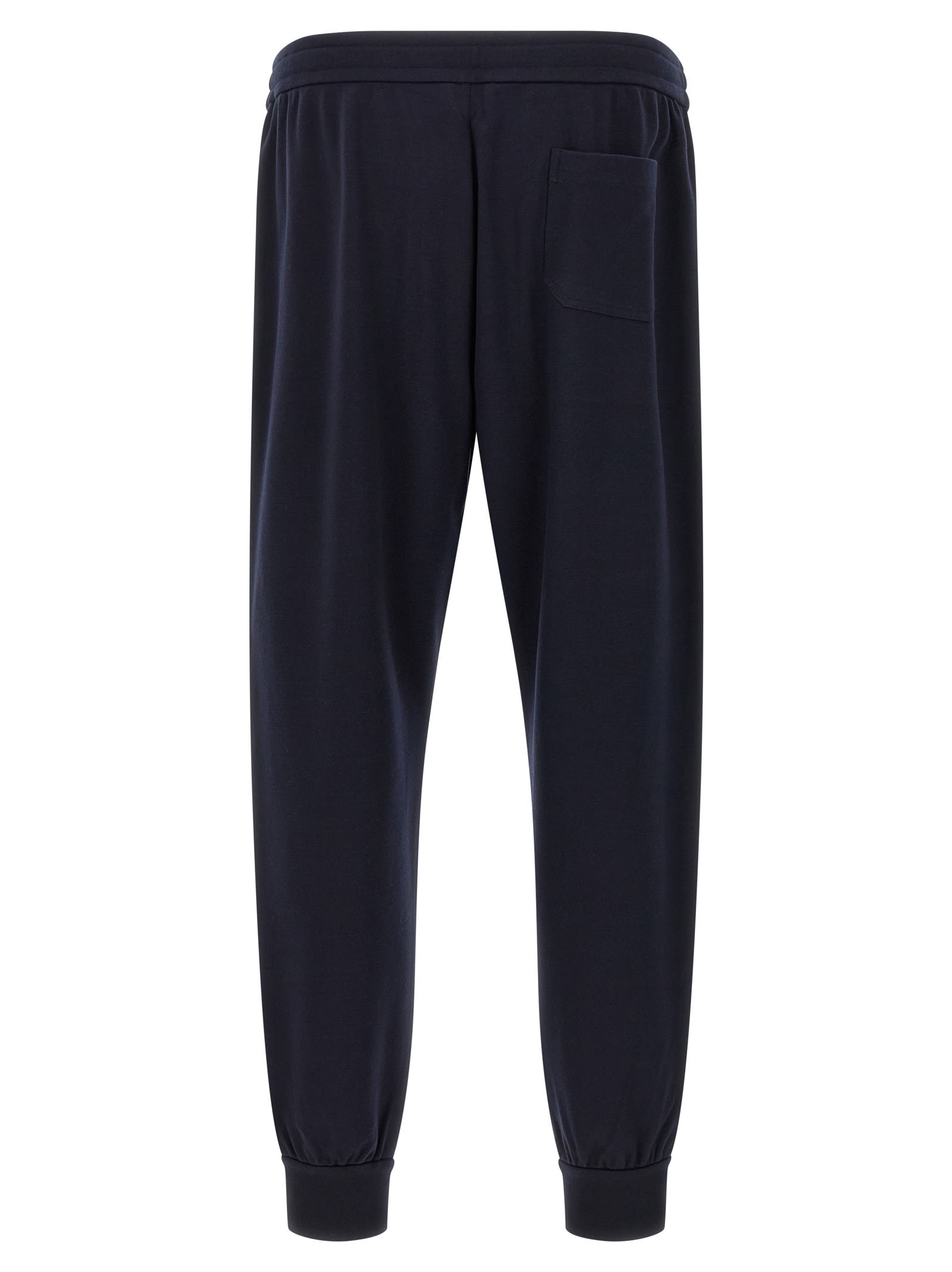 Brioni Cotton And Cashmere Joggers Pants Blue In Black