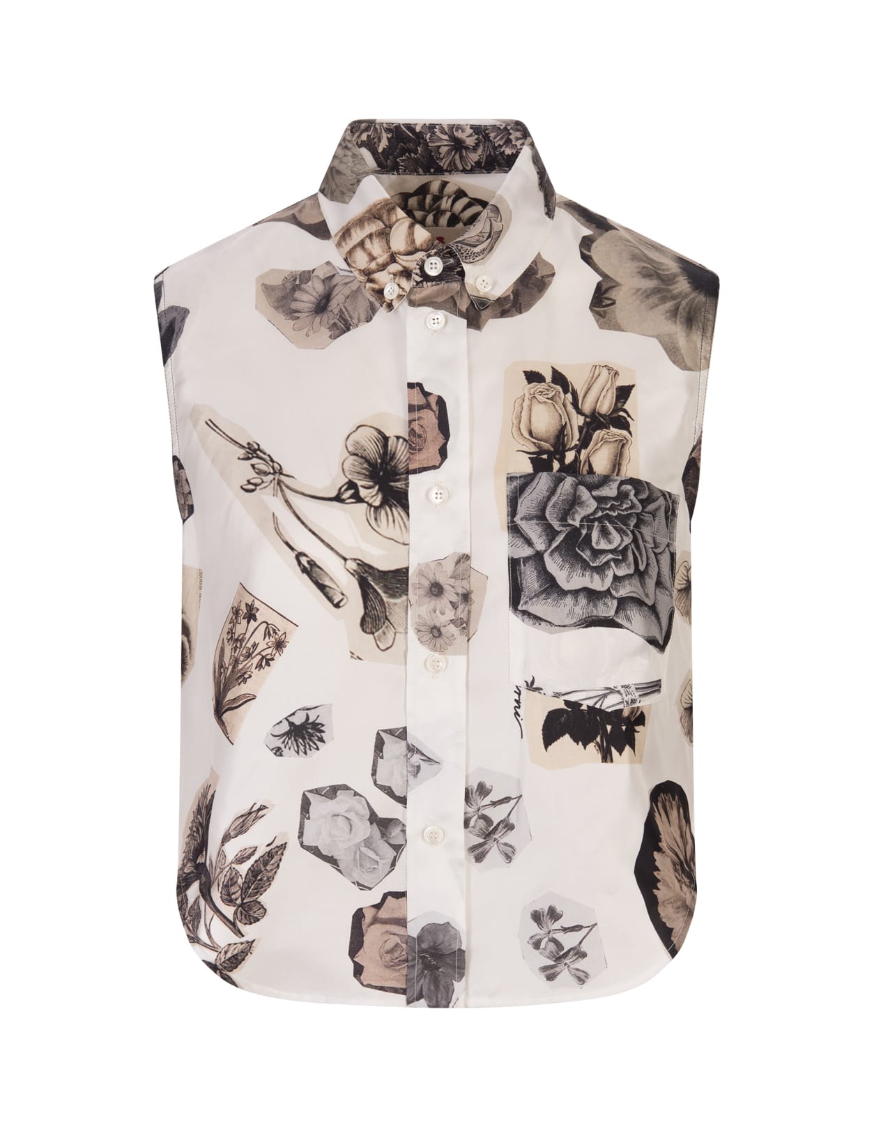Marni Sleeveless Shirt With Nocturnal Print In White