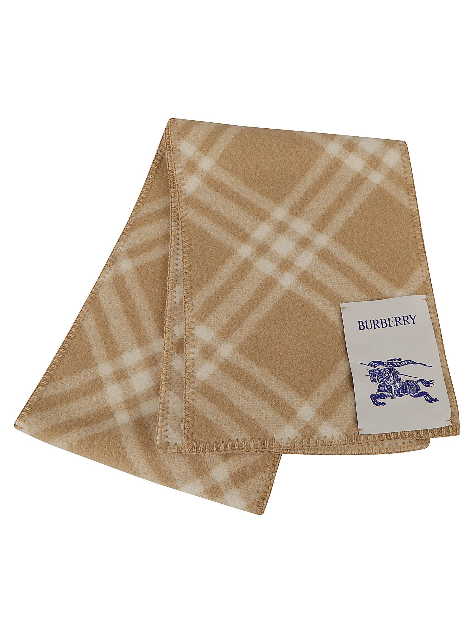 Shop Burberry Tri Bar Check Scarf In Archive Beige