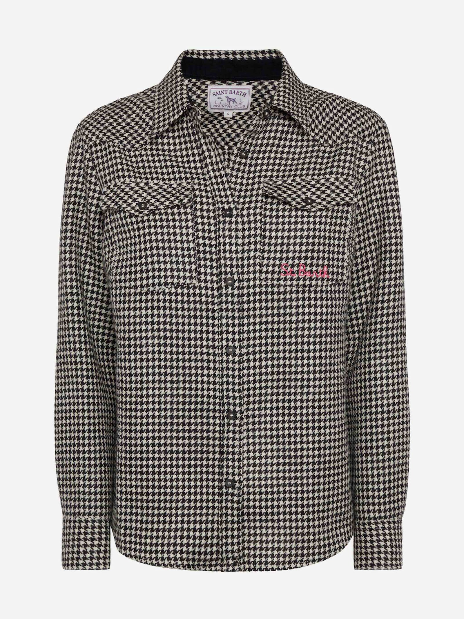 MC2 SAINT BARTH WOOL SHIRT DEER WITH PIED DE POUL PRINT