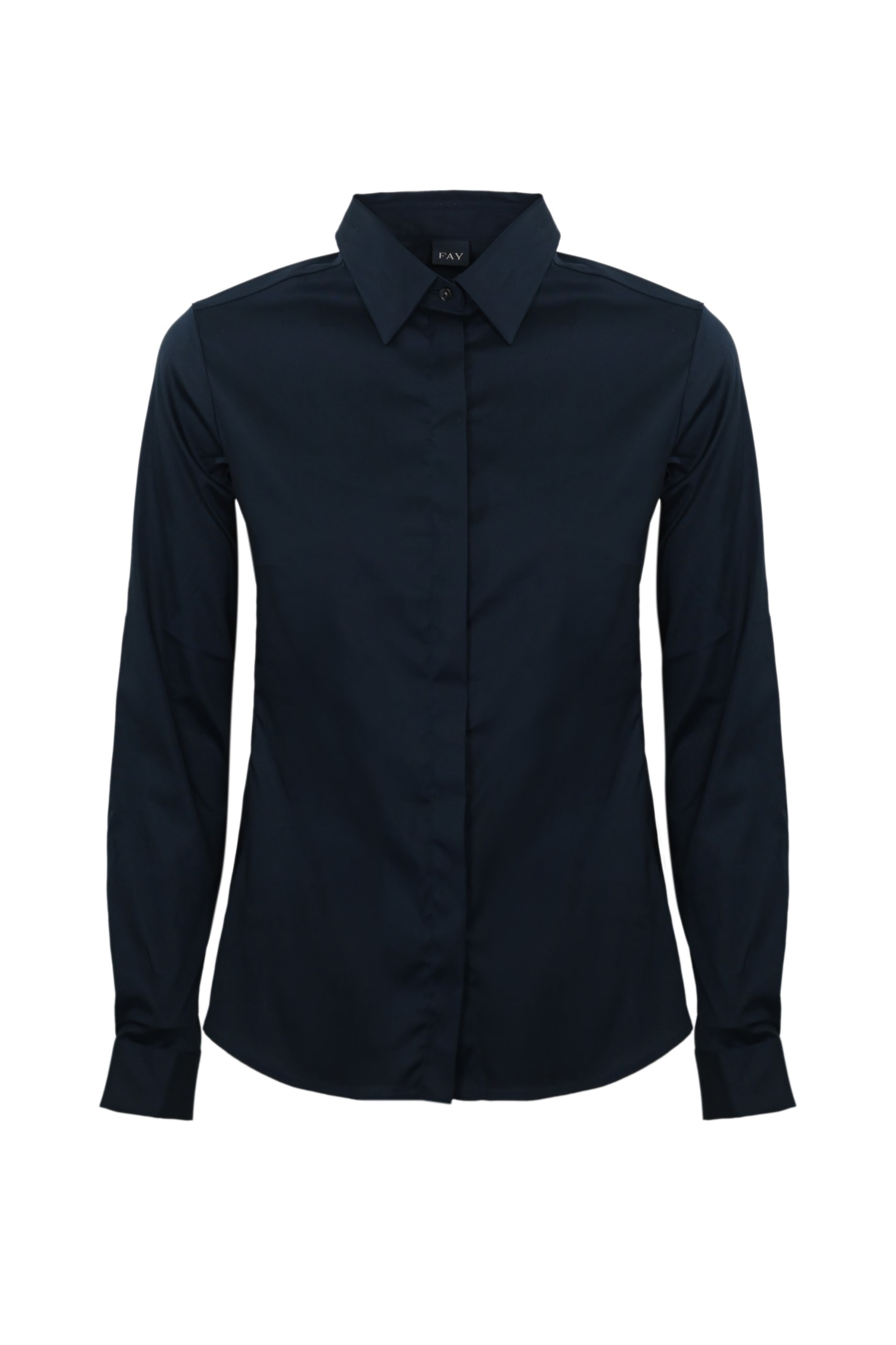 Shop Fay Poplin Shirt With Italian Collar In Blu
