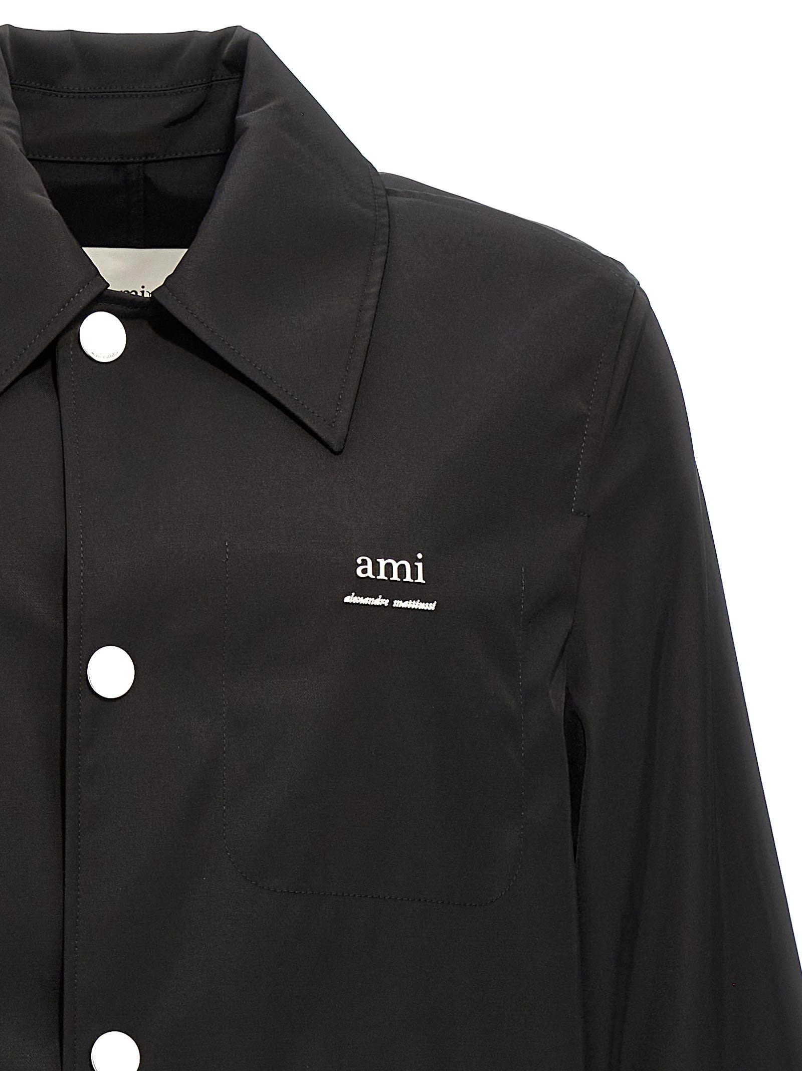 AMI ALEXANDRE MATTIUSSI TECHNICAL TWILL TRENCH COAT 