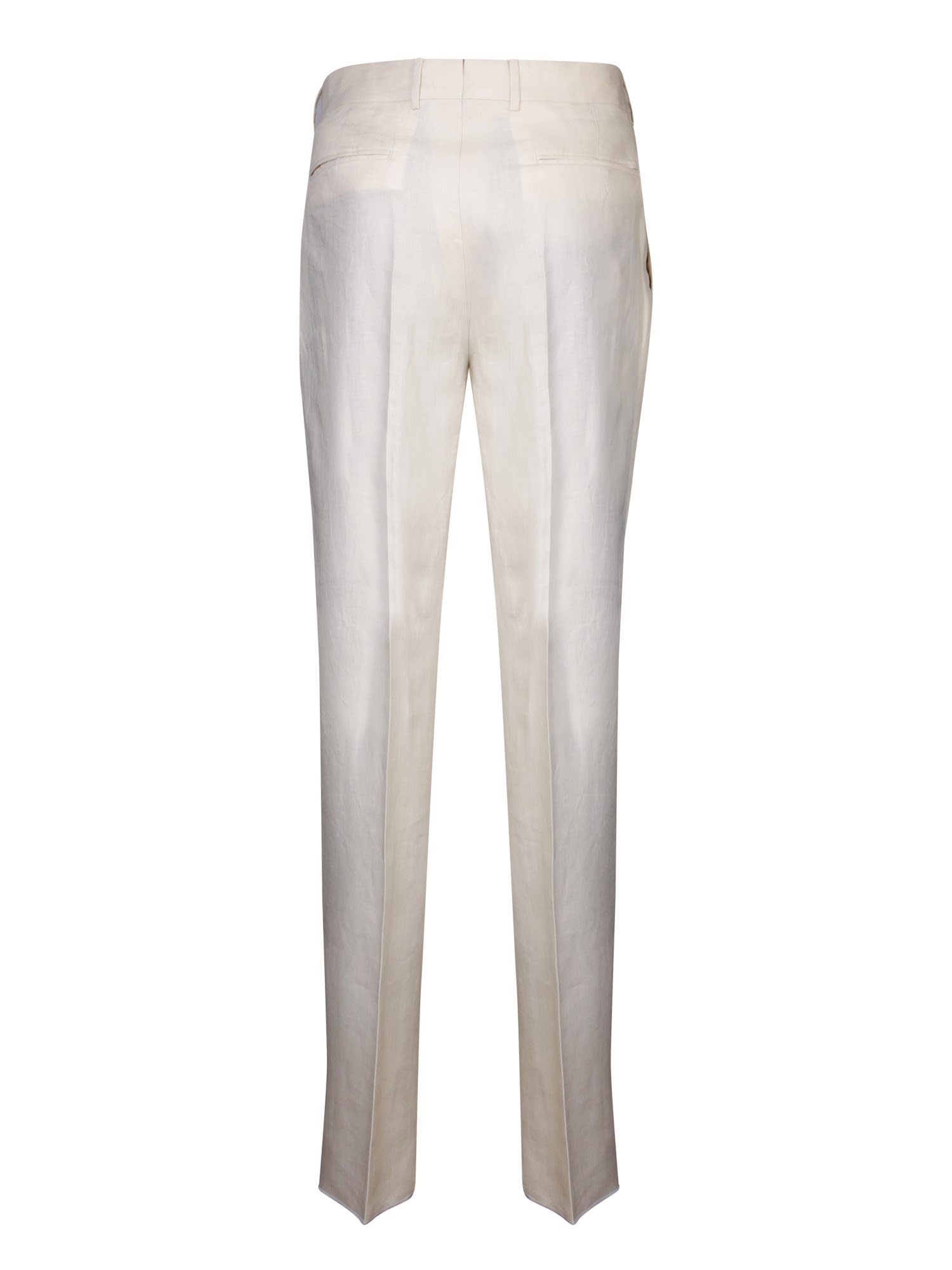 Shop Zegna Oasi Linen Trousers In Cream In White