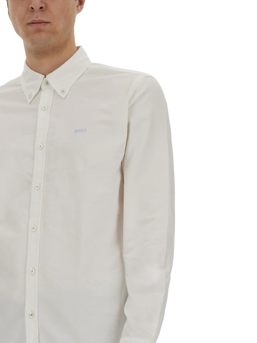 Hugo Boss Regular Fit Shirt With Long Sleeves In White