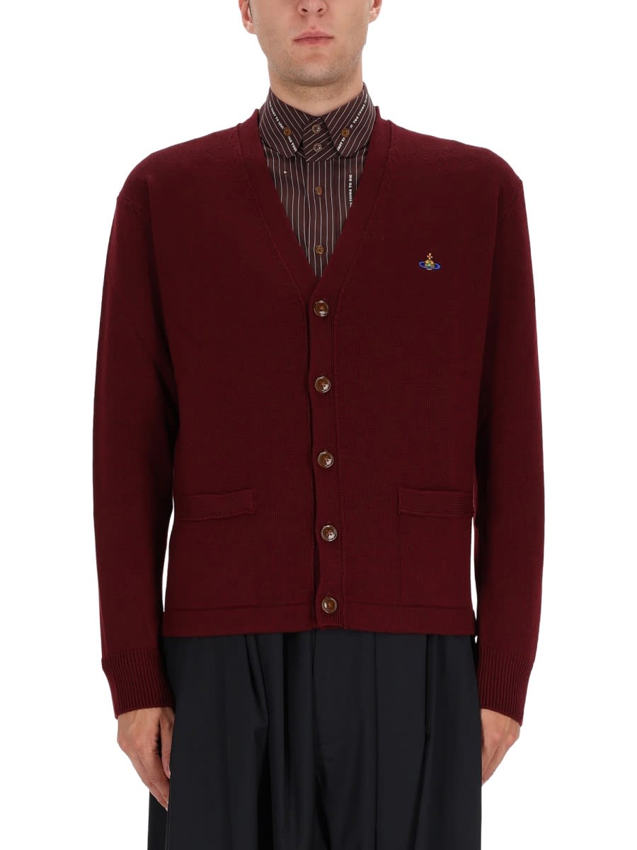 Vivienne Westwood Cardigan Sweater In Rich Bordeaux In Brown