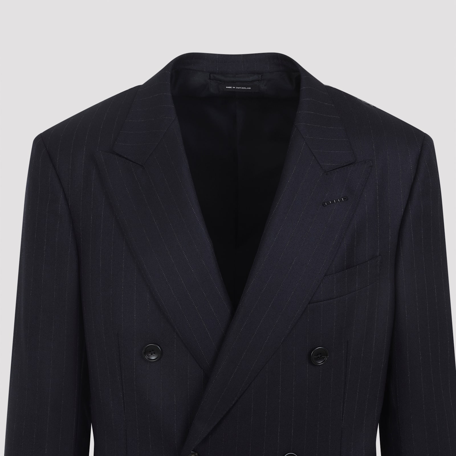 Tom Ford High Twist Double Breasted Wool Jacket Clothing In Blue