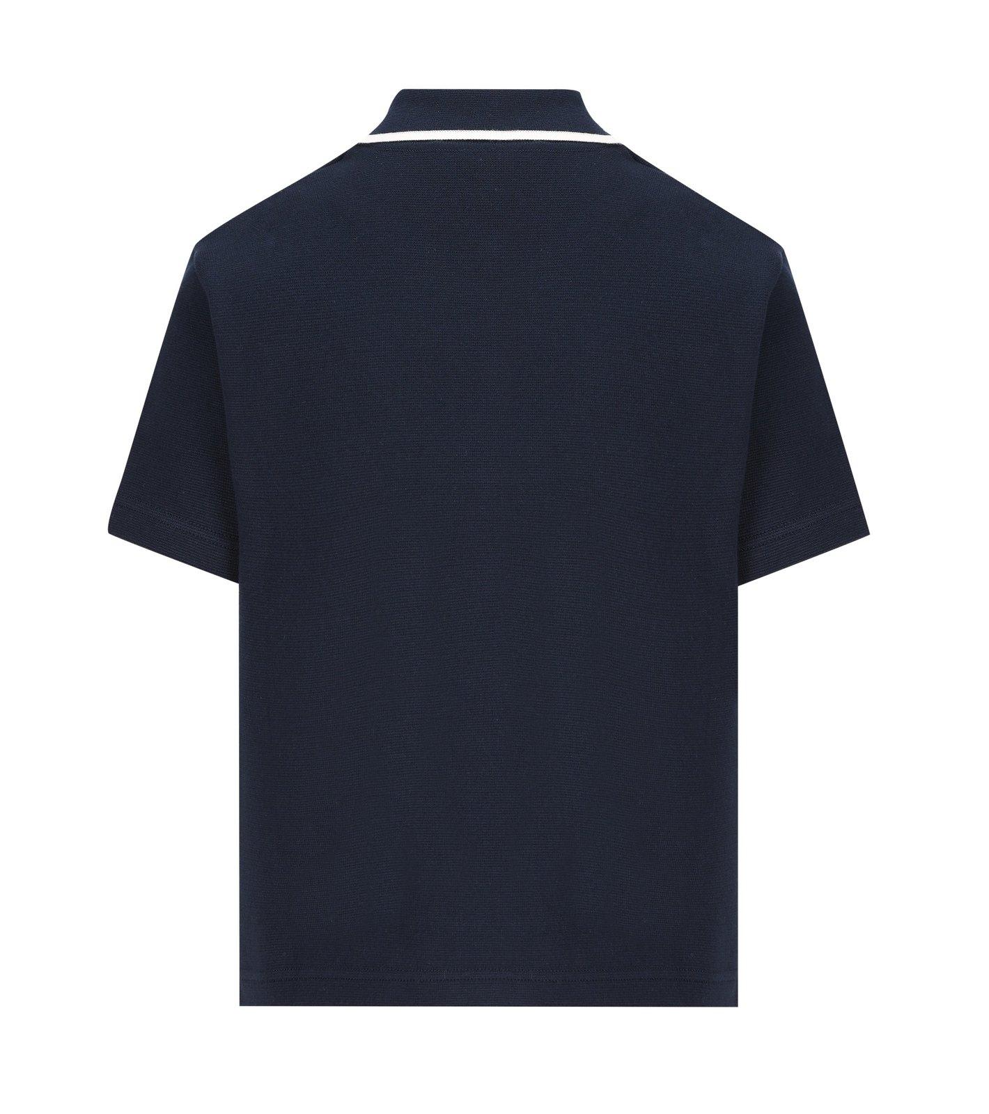 Shop Valentino Button Detailed Short-sleeved Polo Shirt In Blue