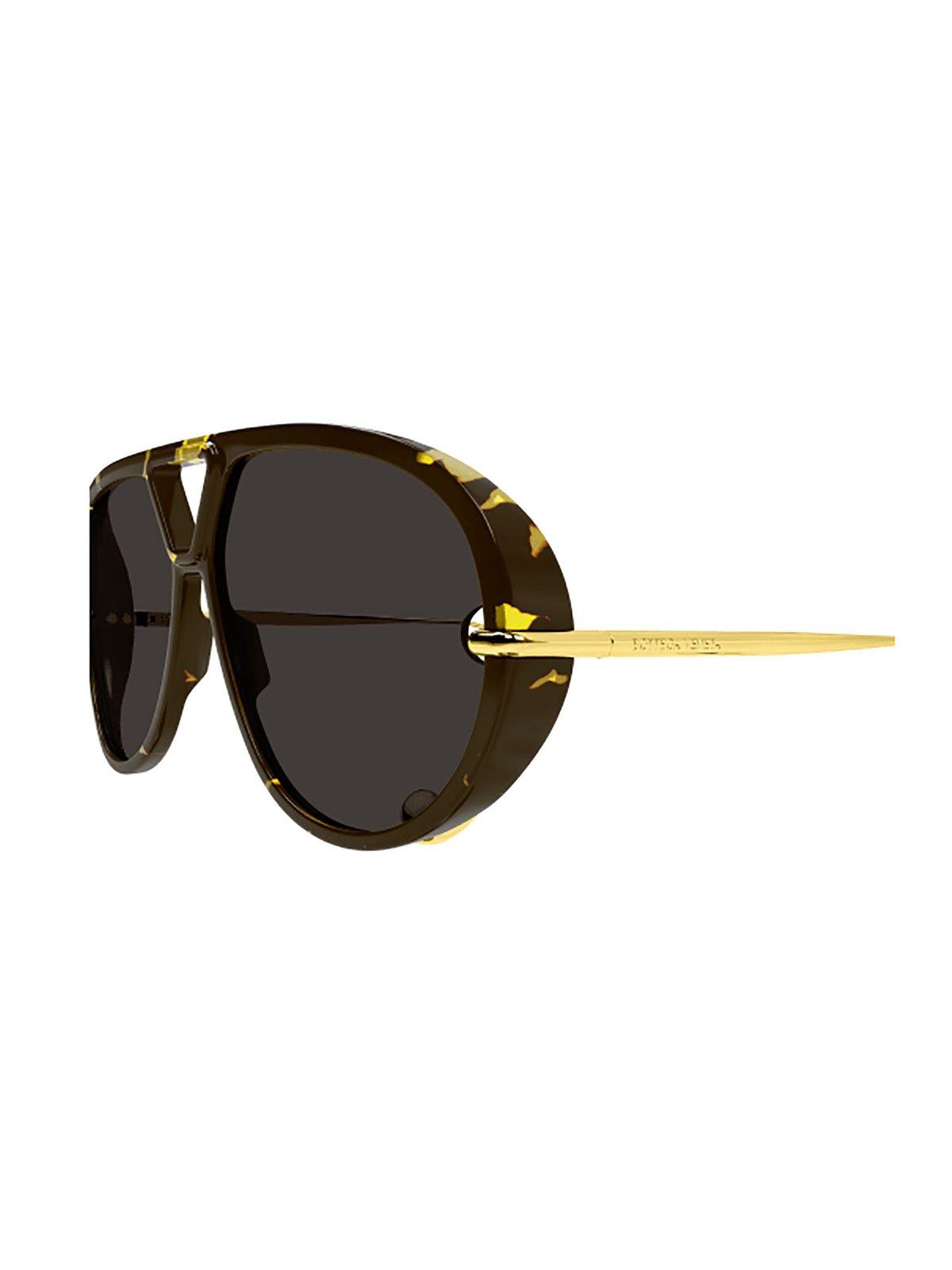 Bottega Veneta Pilot Frame Sunglasses In Havana-gold-grey