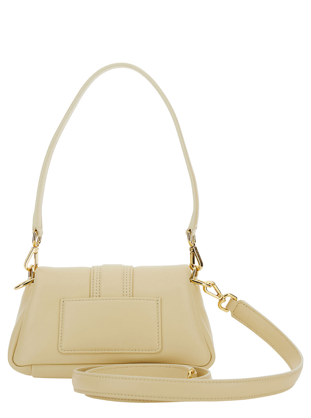 Shop Jacquemus Le Petit Bambimou Ivory Shoulder Bag With Logo Detail In Padded Leather Woman In Beige