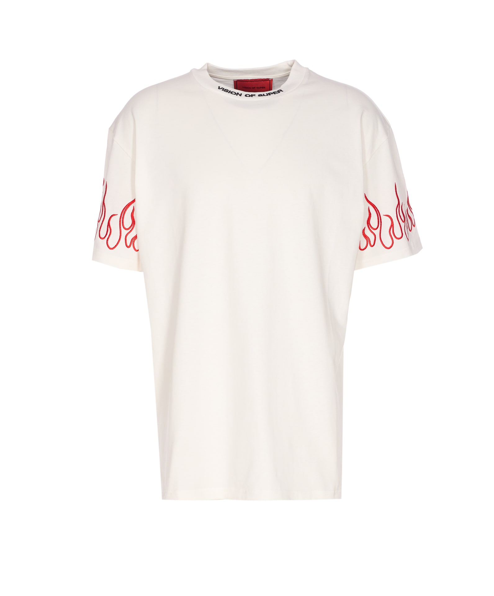 Vision Of Super Flame-embroidered Crew-neck T-shirt In Multi