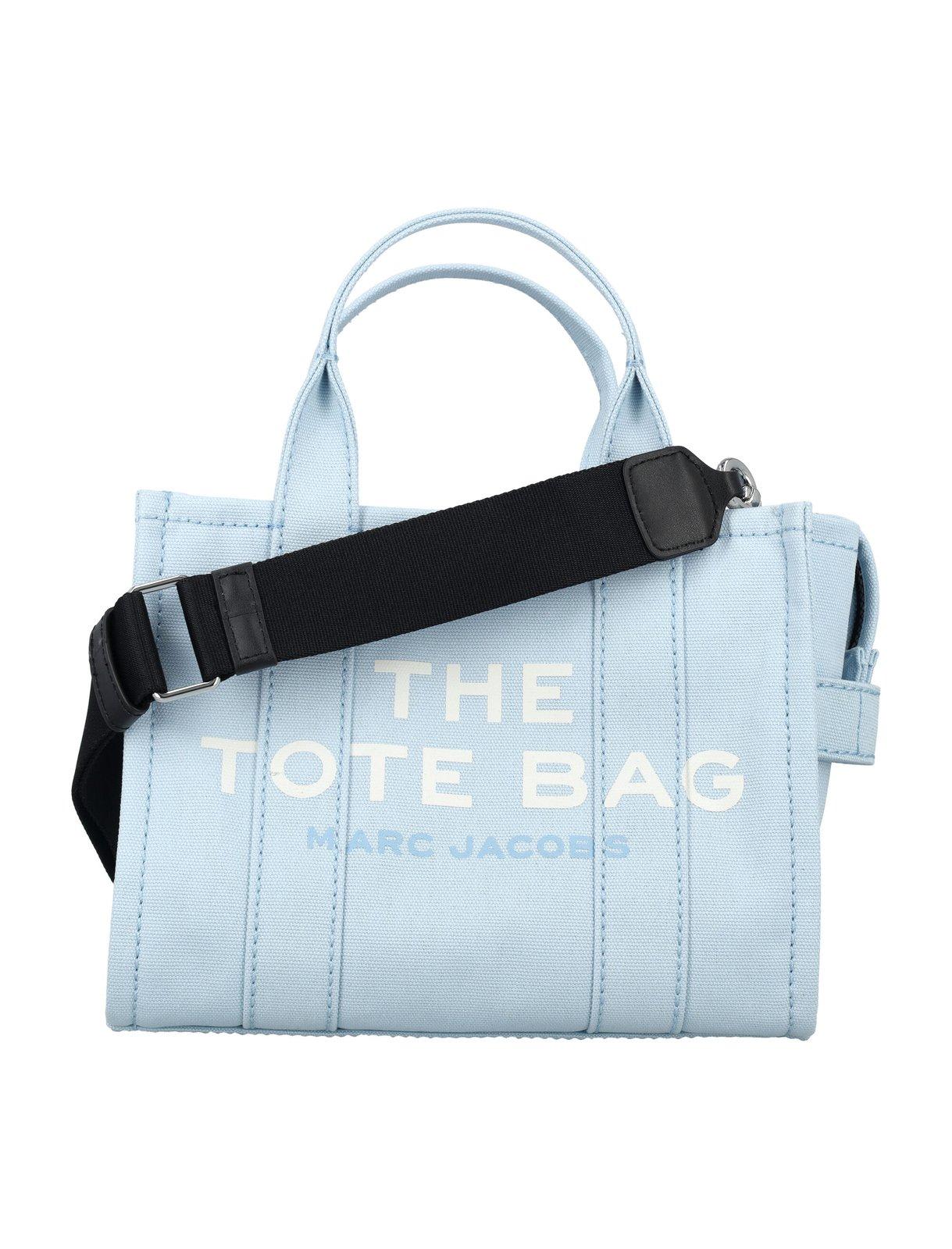 Shop Marc Jacobs Logo Printed Zip-up Small Tote Bag In Cloud Blue