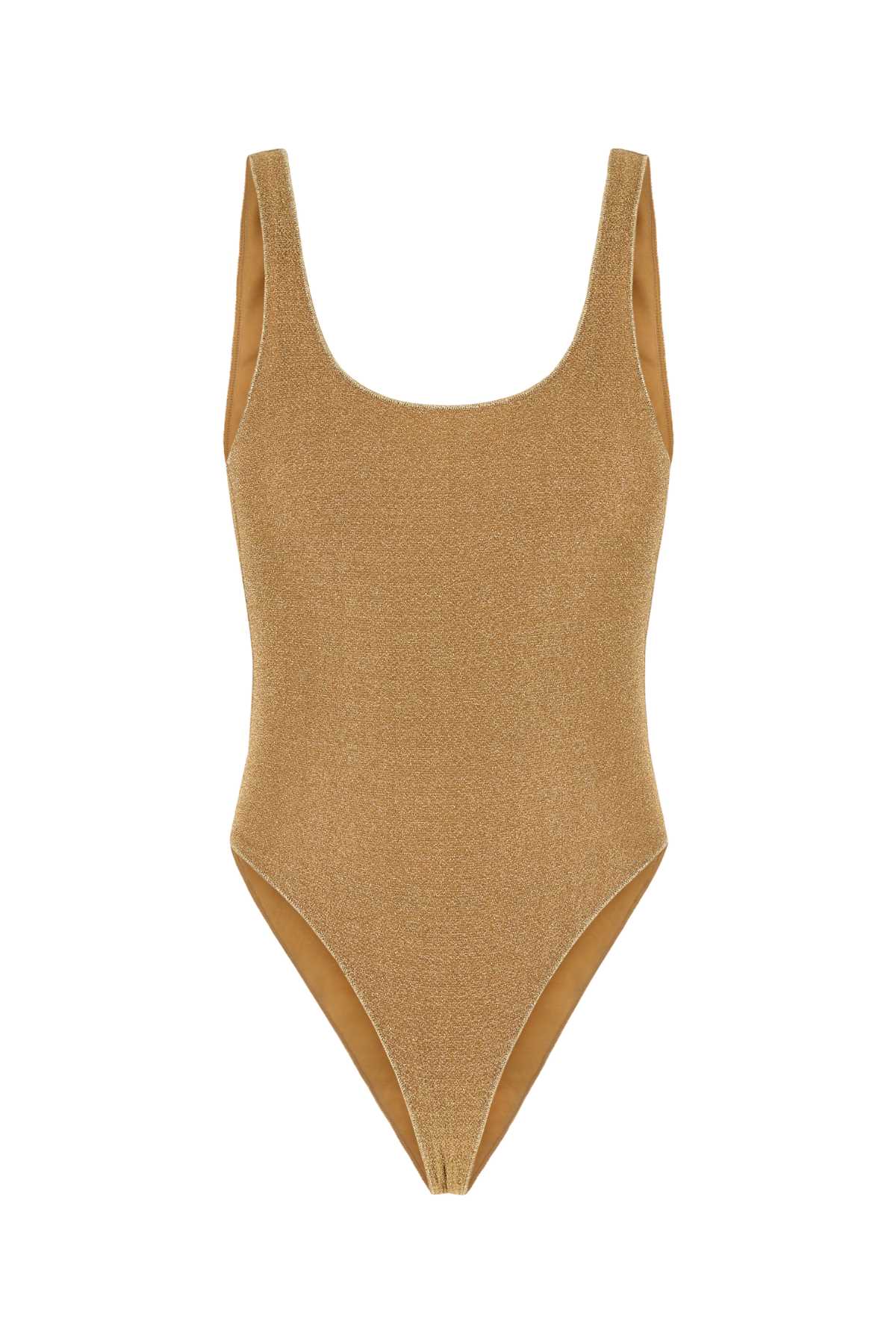 Oseree Shiny Nylon Blend Swimsuit Lumiere In Gold