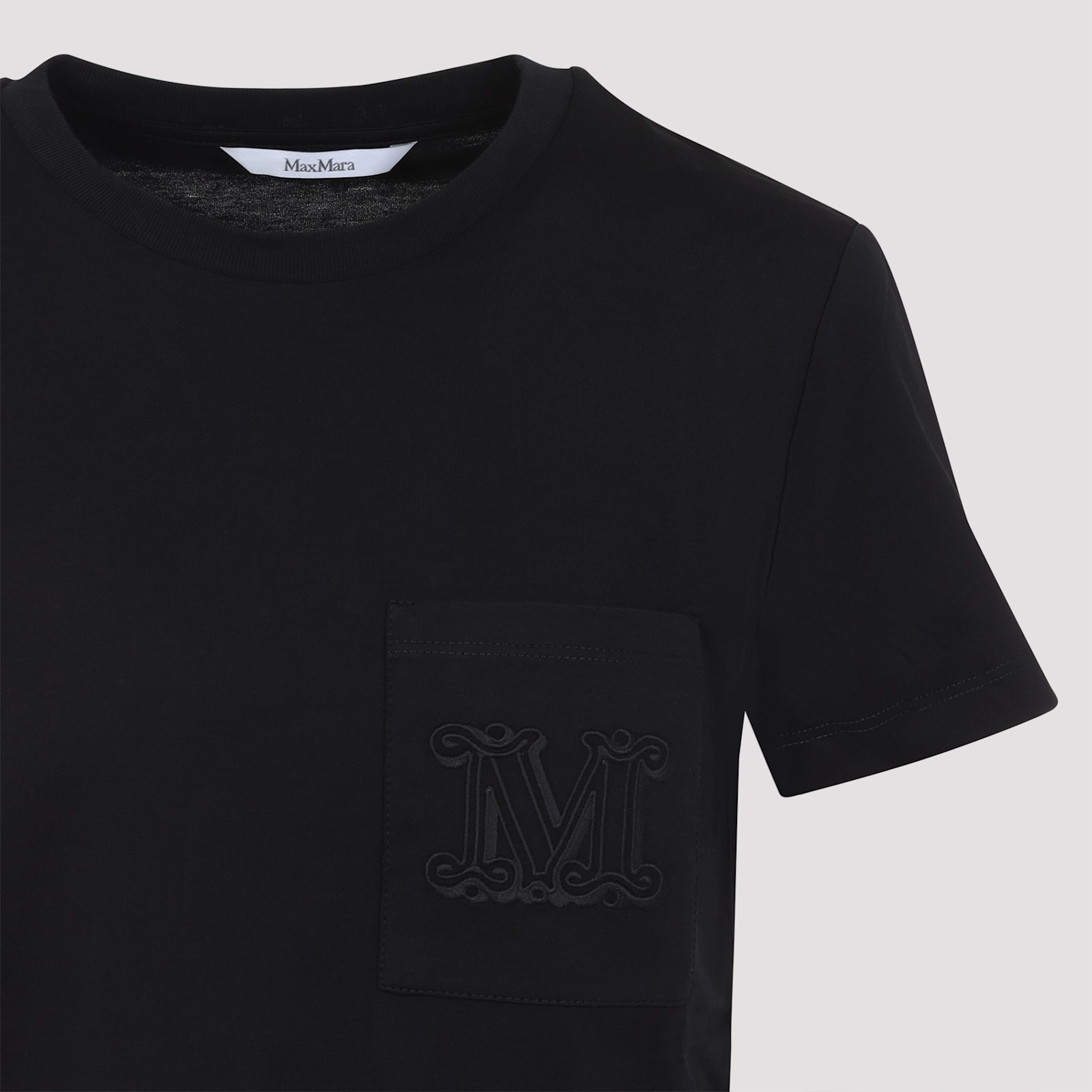 Max Mara Papaia Logo Cotton T-shirt In Black