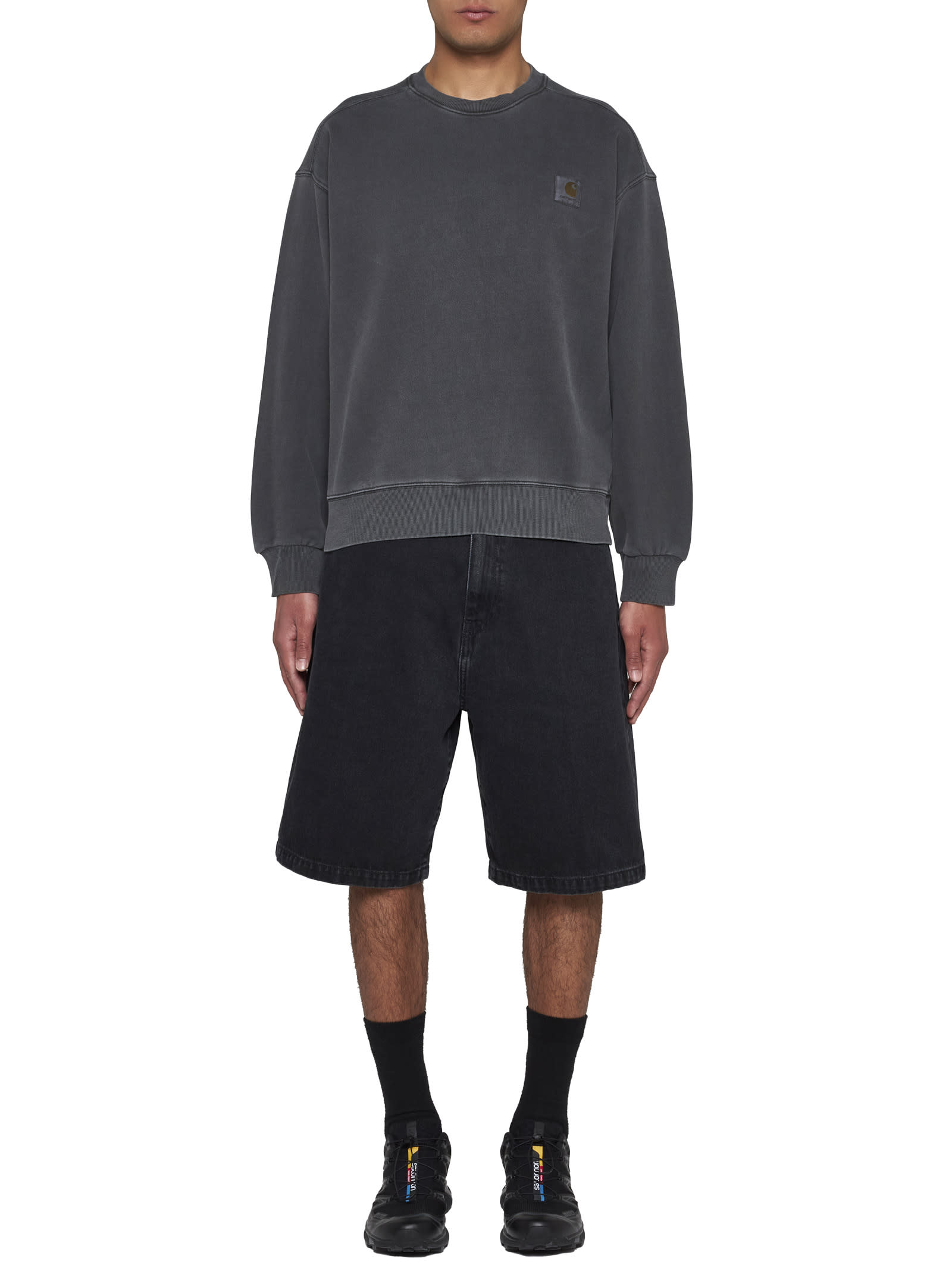 Shop Carhartt Sweater In Charcoal Garment Dyed