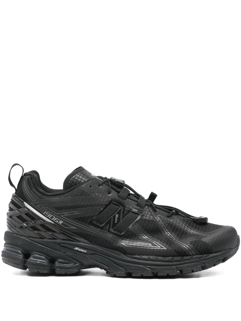New Balance Mens Triple Black 1906 Brand-patch Leather And Mesh Low-top Trainers