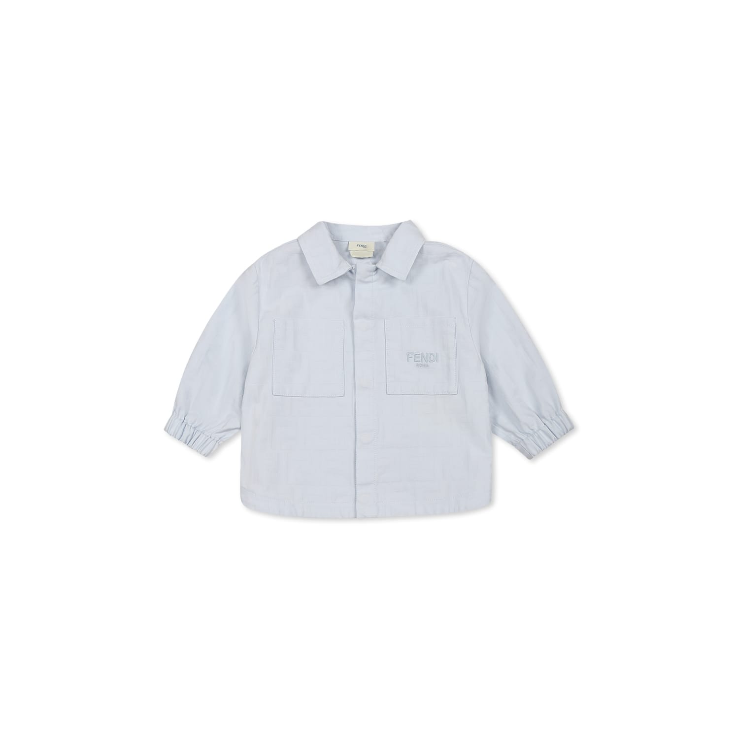 Fendi Light Blue Jacket For Baby Boy With Ff In Light Blue
