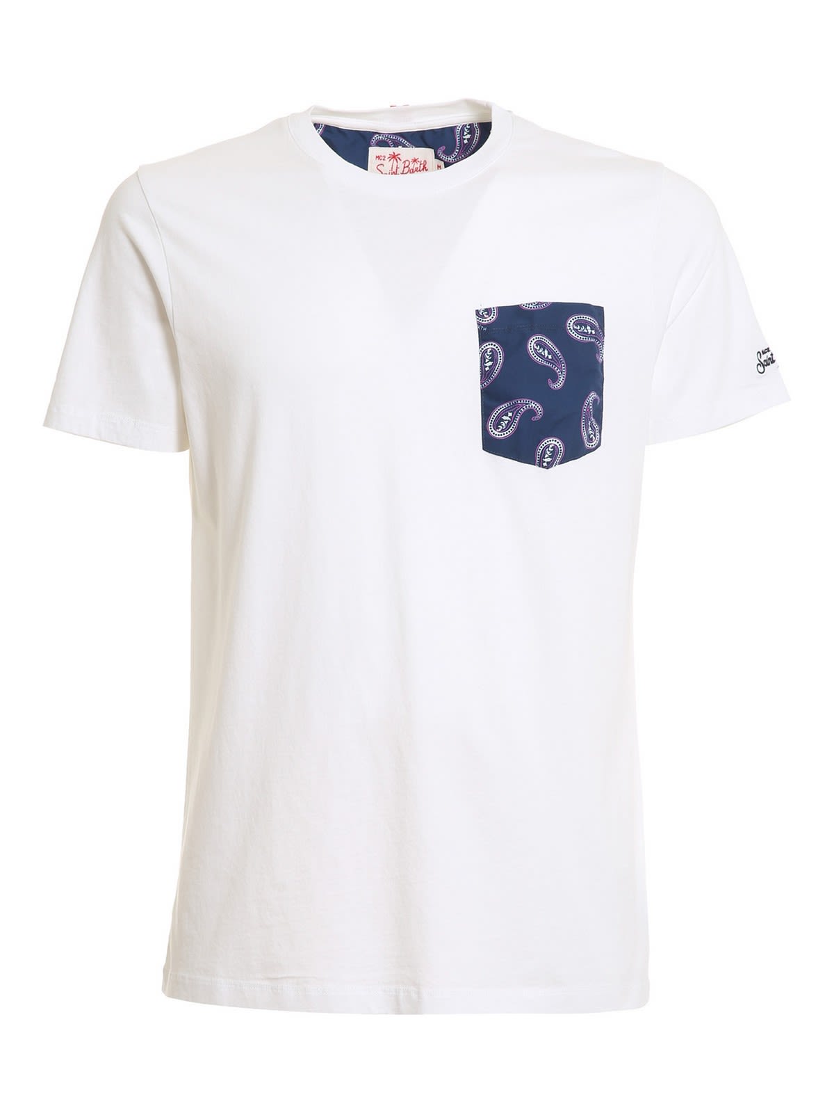 MC2 Saint Barth T-shirt Con Tasca Stampa Paisley Blanche02905b