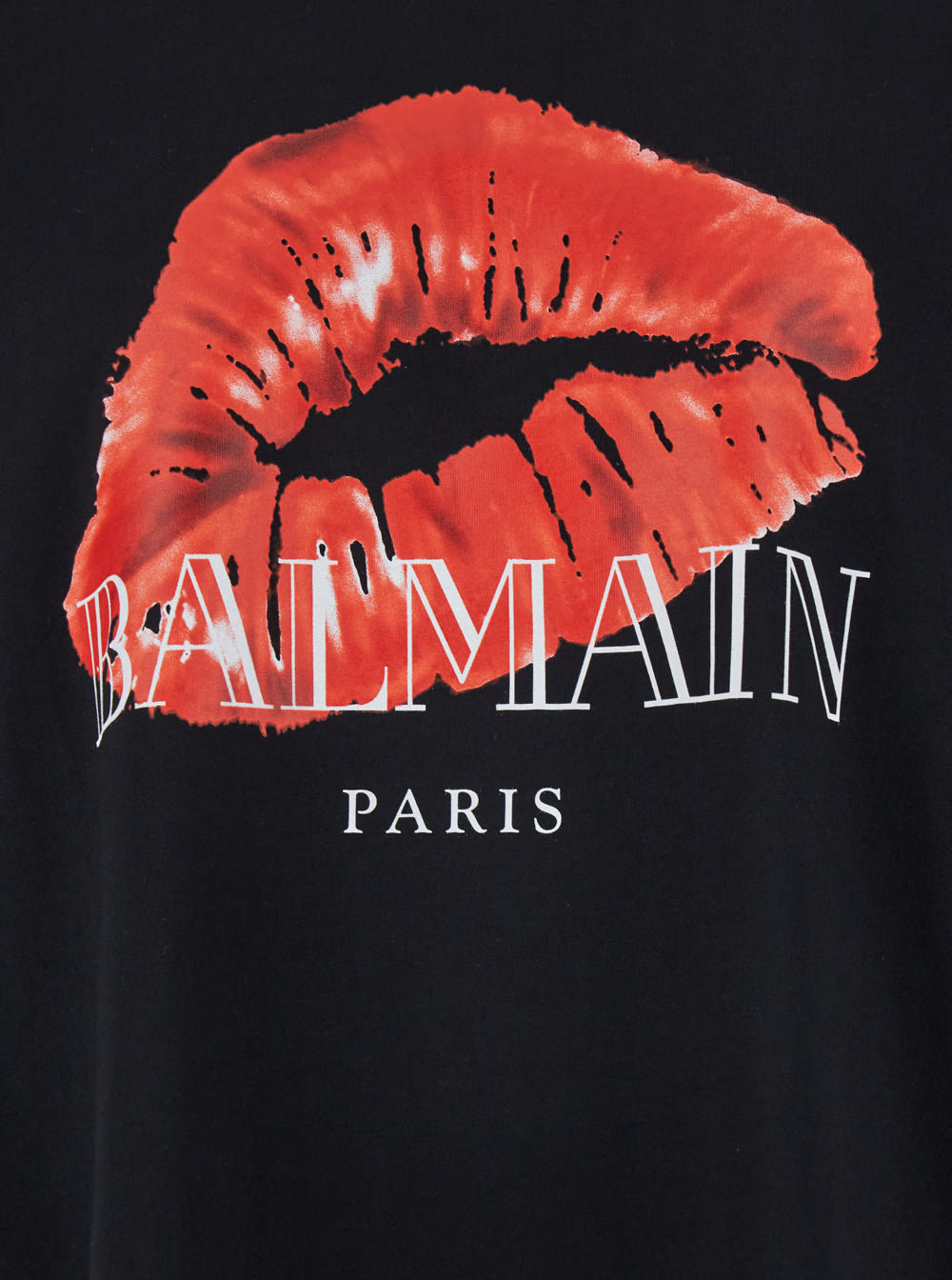 Shop Balmain Black Crewneck T-shirt With Maxi Logo On The Front In Cotton Man