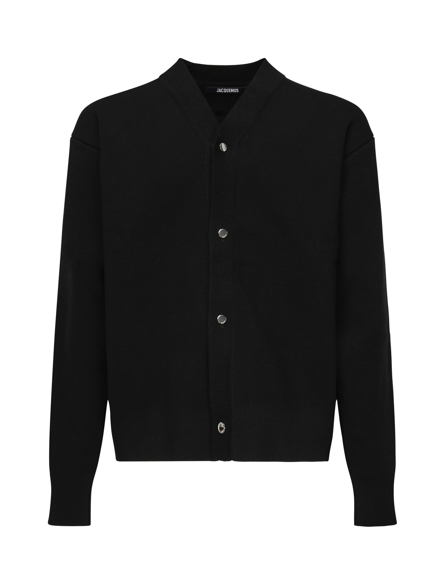 Jacquemus Men Black V-neck Cardigan With J Logo On The Back In Wool Man In Black