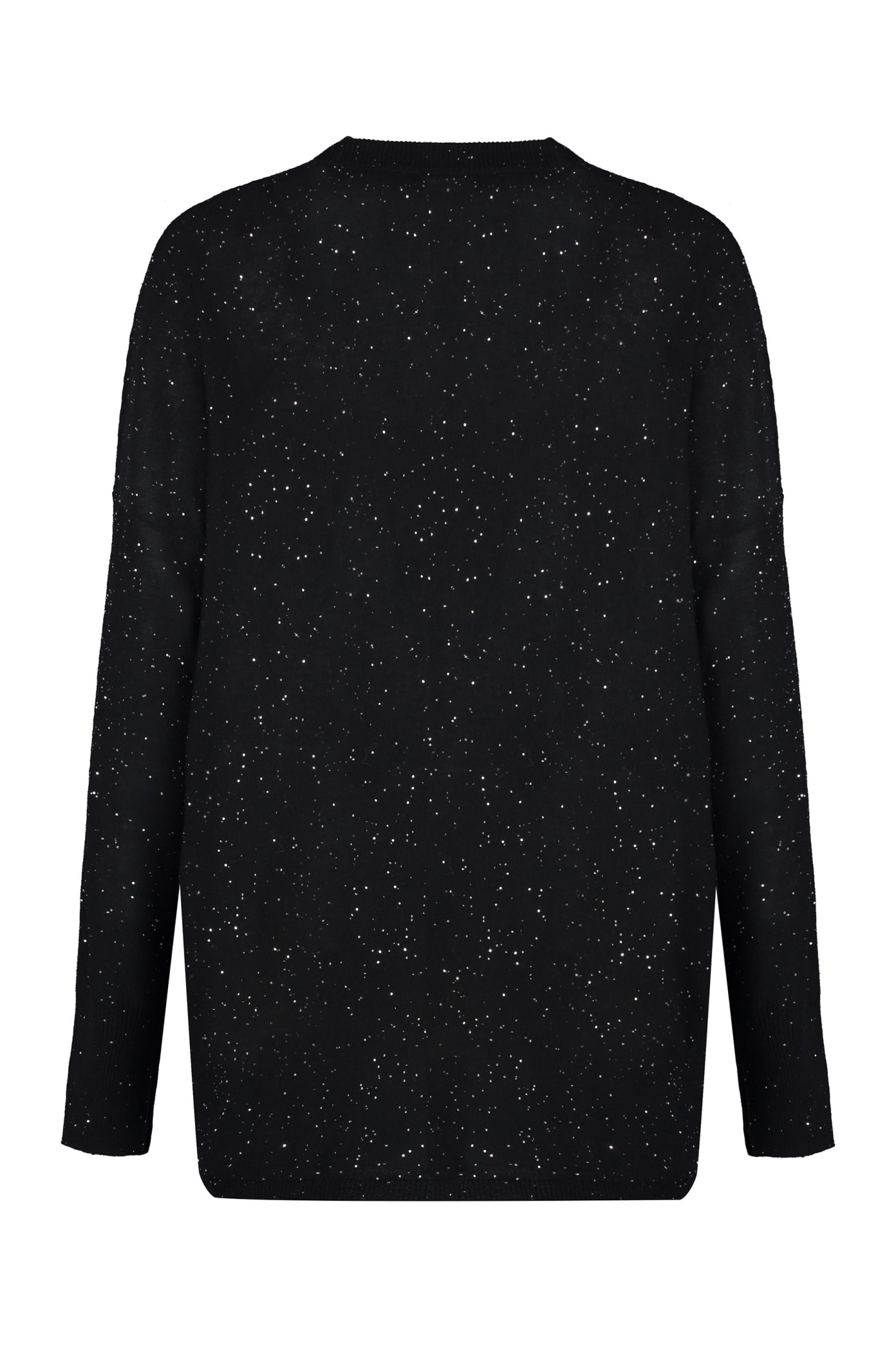 Shop Fabiana Filippi Crew-neck Wool Sweater In Black