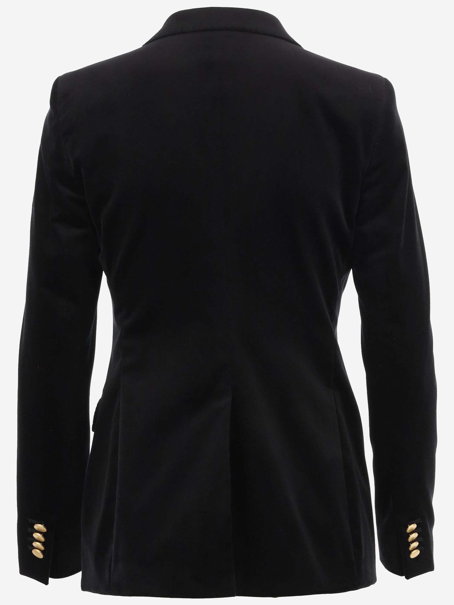 Shop Tagliatore Stretch Cotton Velvet Double-breasted Jacket In Black