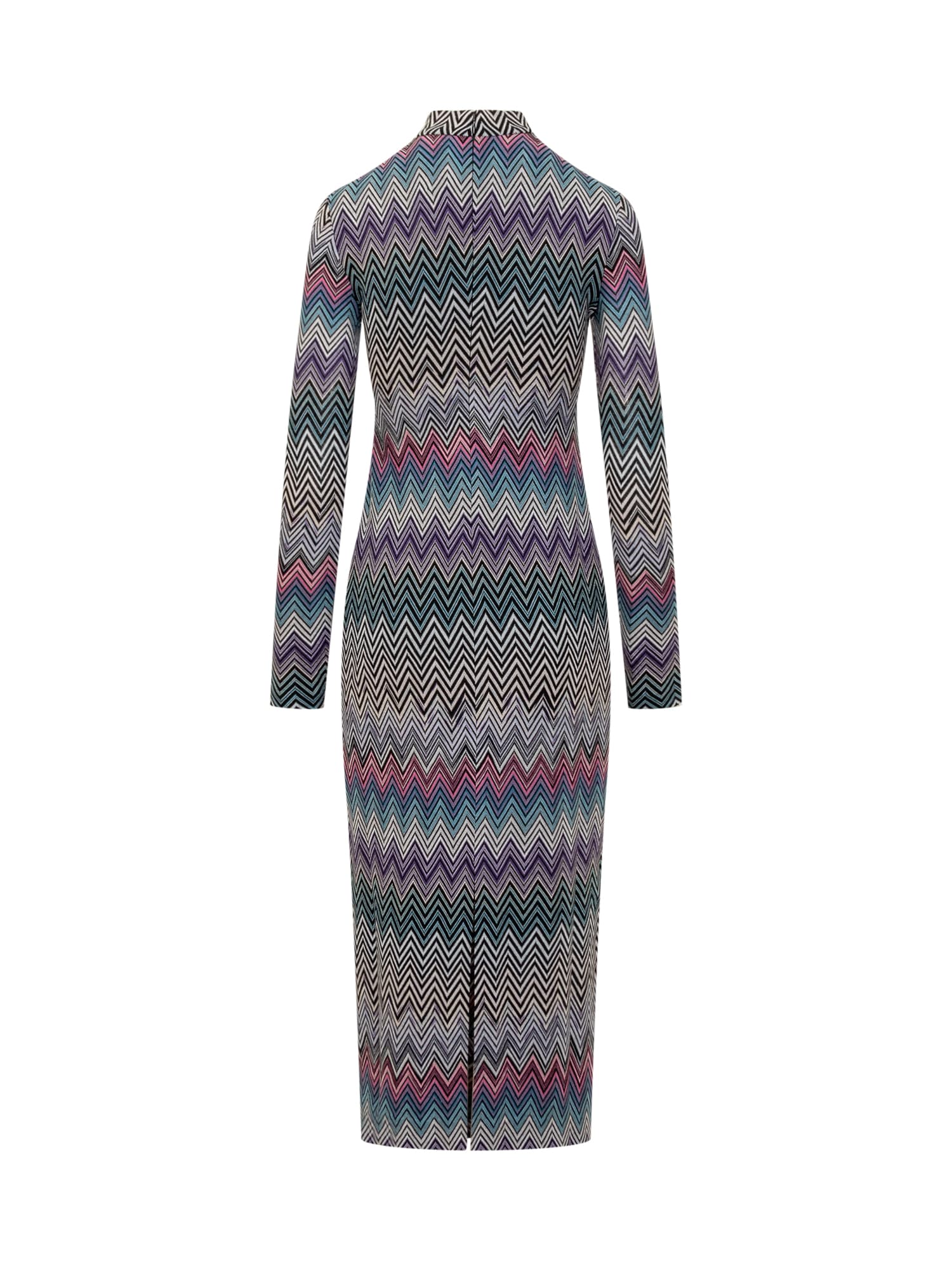 Shop Missoni Long Dress In Multicpurple/turquoise